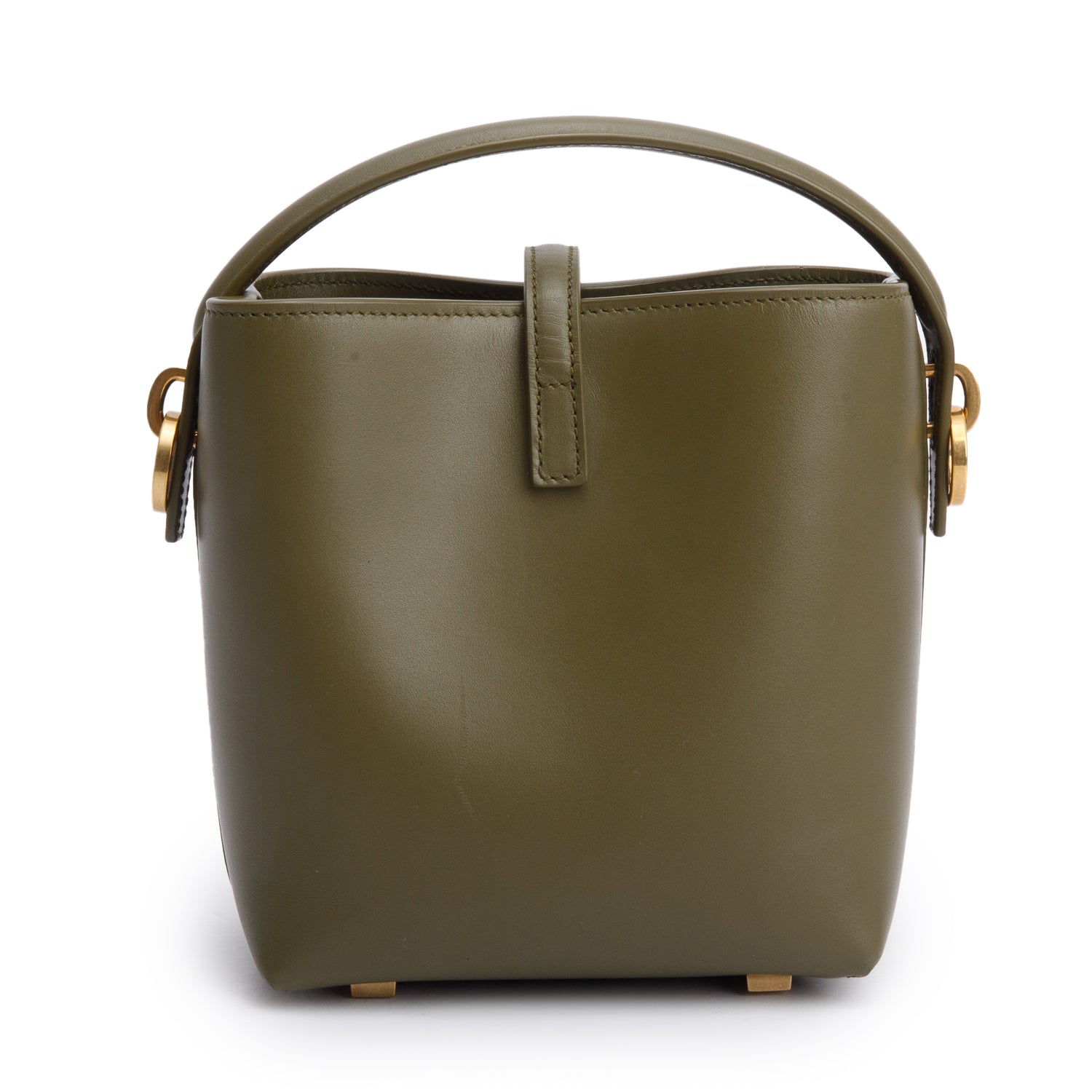 Saint Laurent 2024 Olive Shiny Calfskin Le 37 Mini Bucket Bag w/ Strap