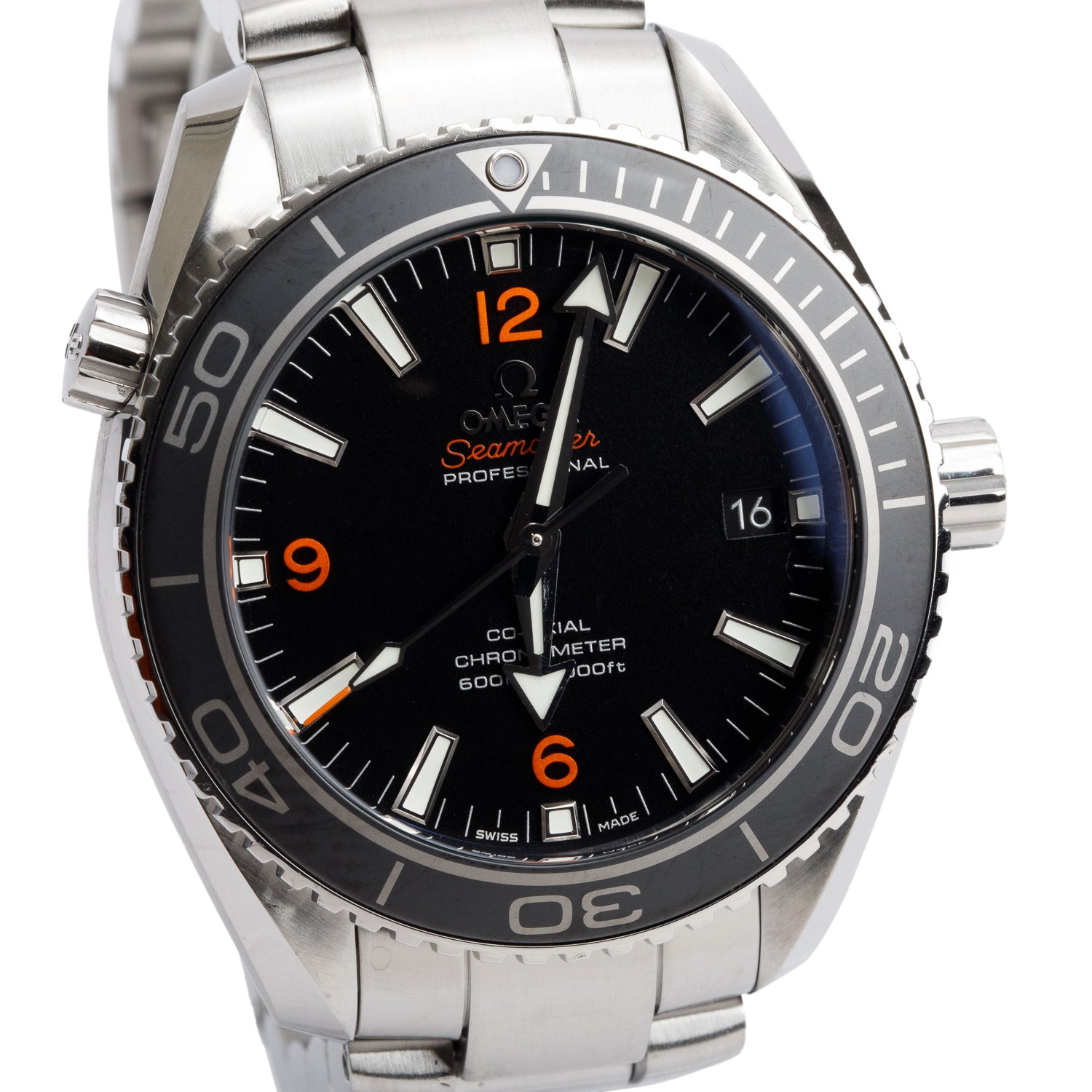 Omega Stainless Steel Seamaster Planet Ocean 600M 37.5 MM Automatic Watch Black Dial w/ Box & Extra Strap