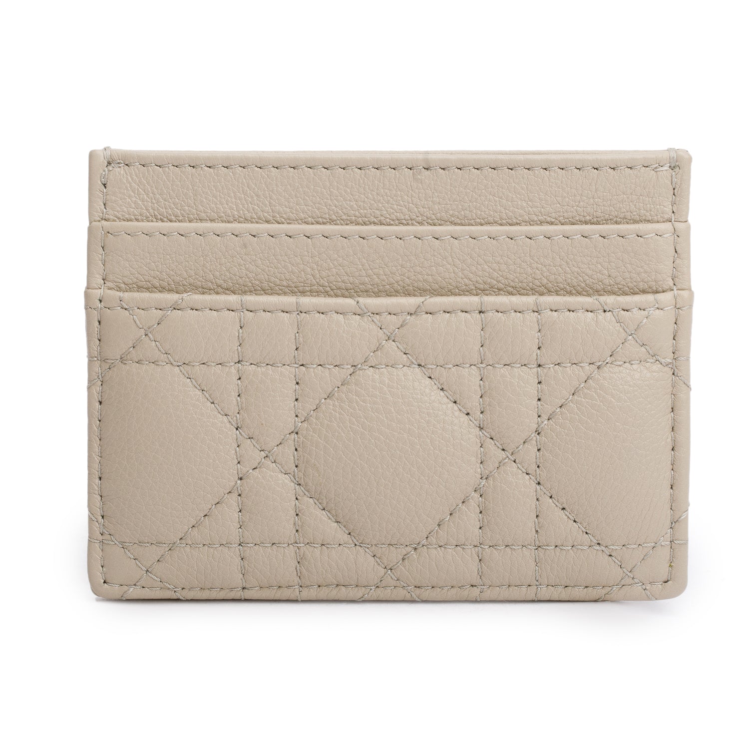 Christian Dior 2023 Beige Supple Cannage Leather Caro Freesia Card Holder w/ Box