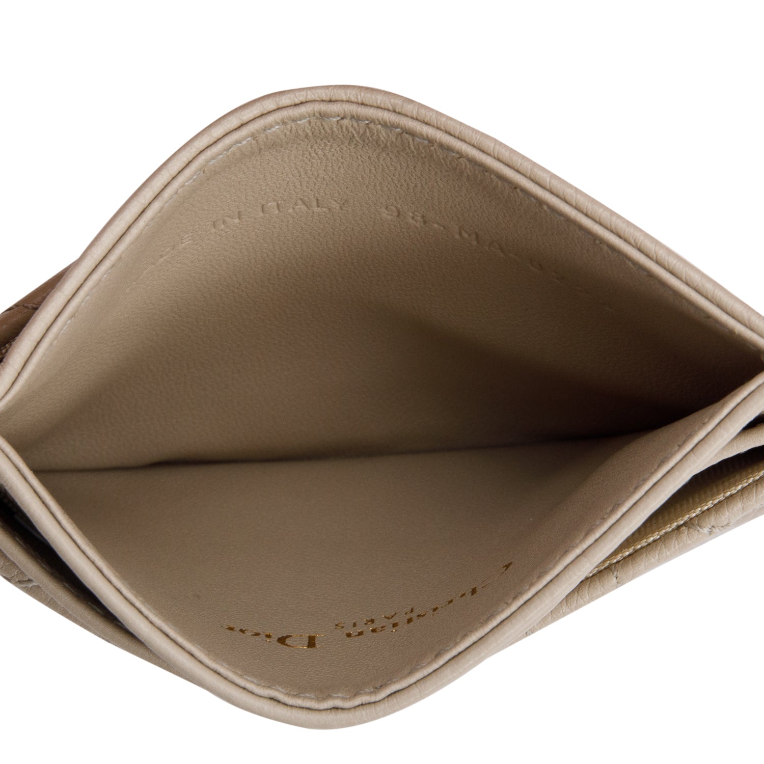 Christian Dior 2023 Beige Supple Cannage Leather Caro Freesia Card Holder w/ Box