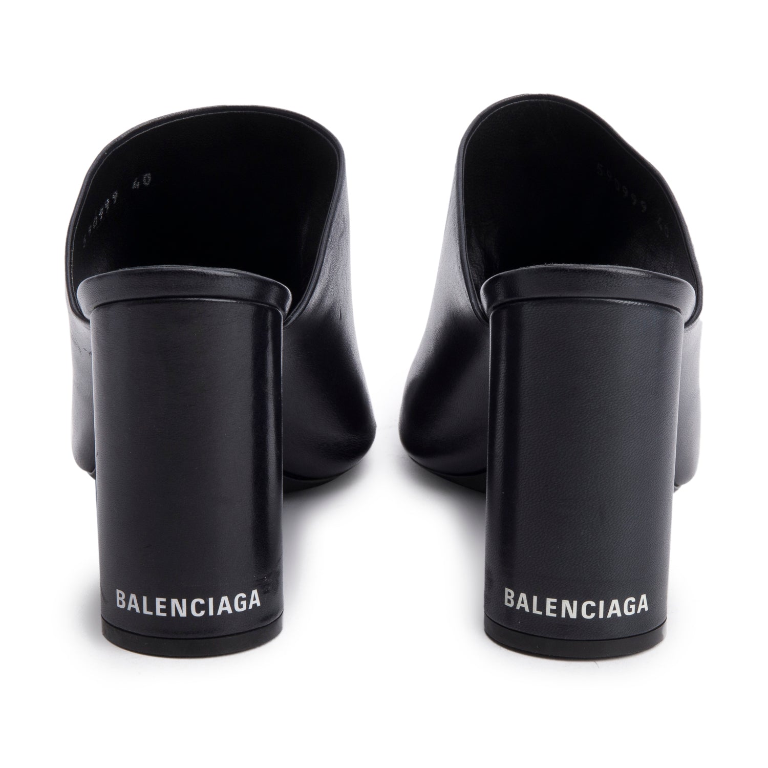 Balenciaga Black Shiny Sheepskin Oval Sandals, Size 40 w/ Box