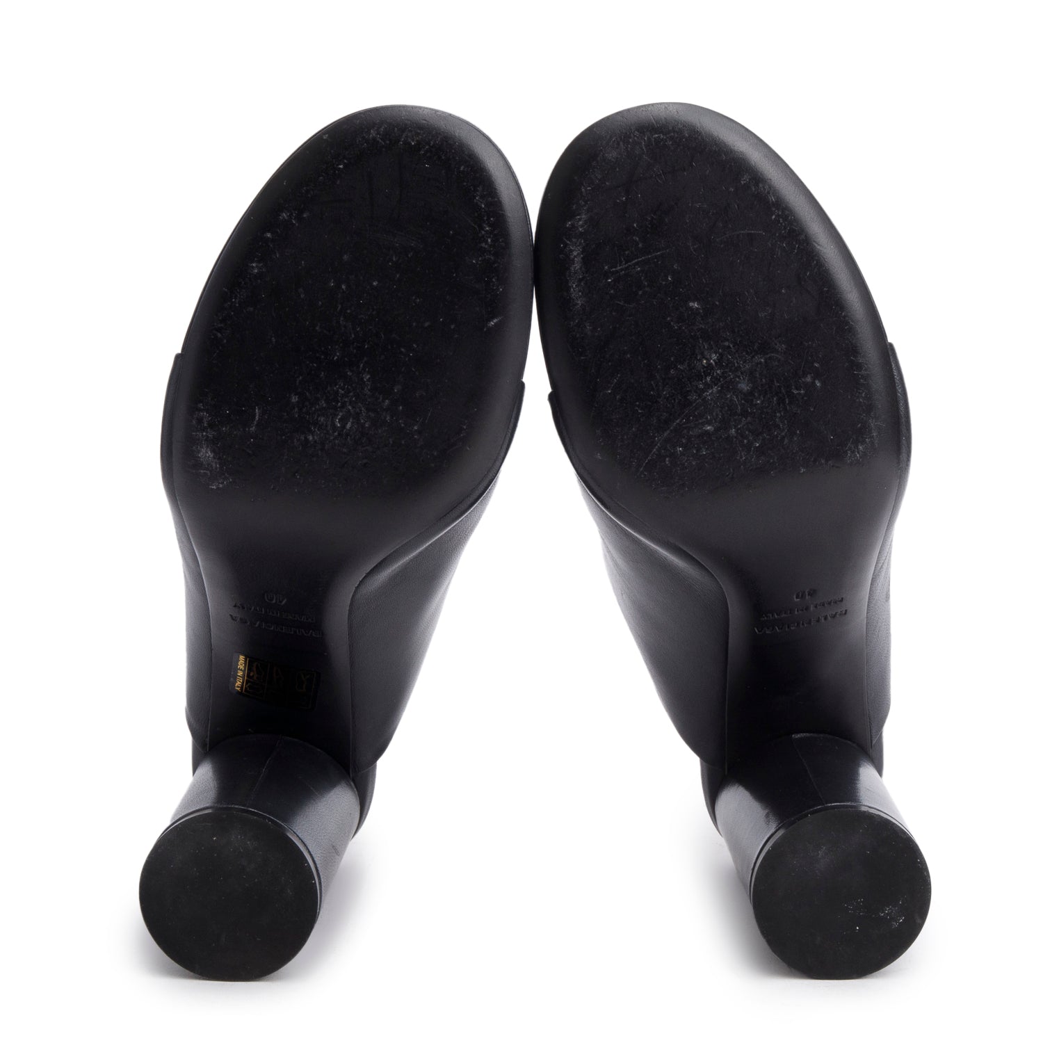 Balenciaga Black Shiny Sheepskin Oval Sandals, Size 40 w/ Box