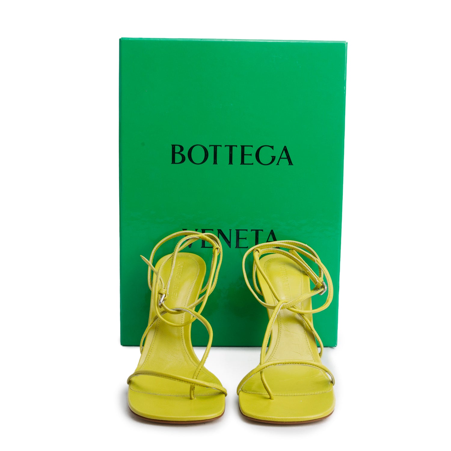 Bottega Veneta Green Nappa Stretch Multi Strap Sandals, Size 38.5 w/ Box