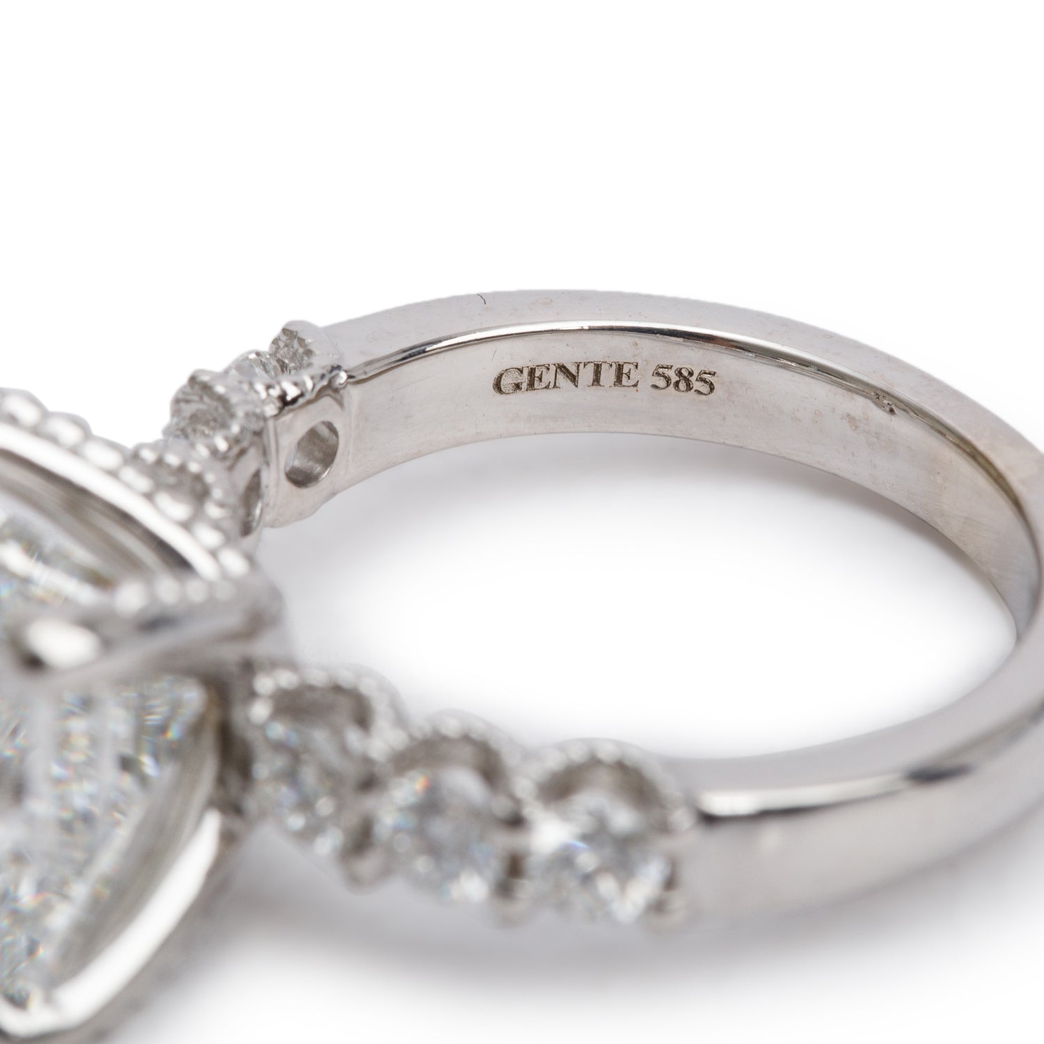 14k White Gold 5.08 ct. Princess Cut Diamond Engagement Ring, Size 6.25