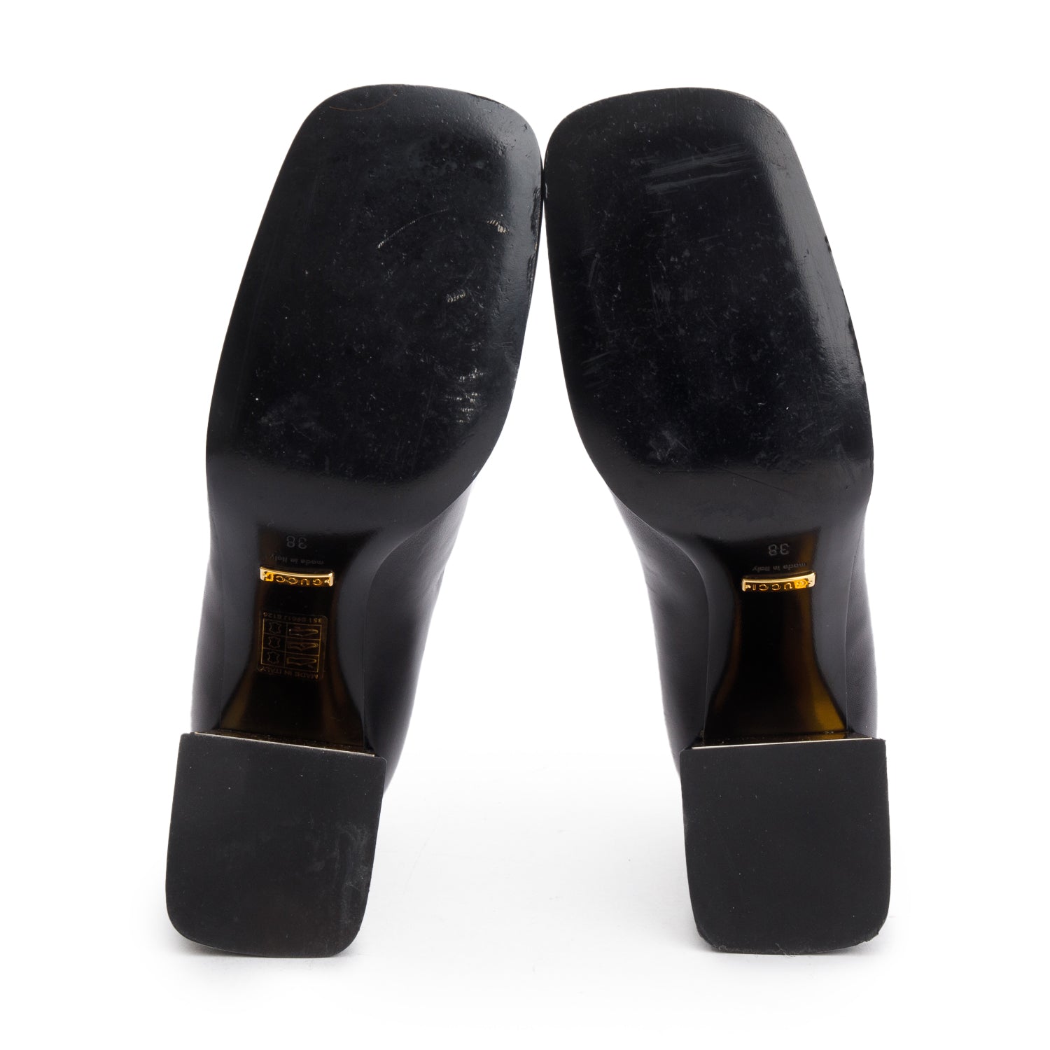 Gucci Black Nappa Calfskin Charlotte Horsebit Heels, Size 38 w/ Box