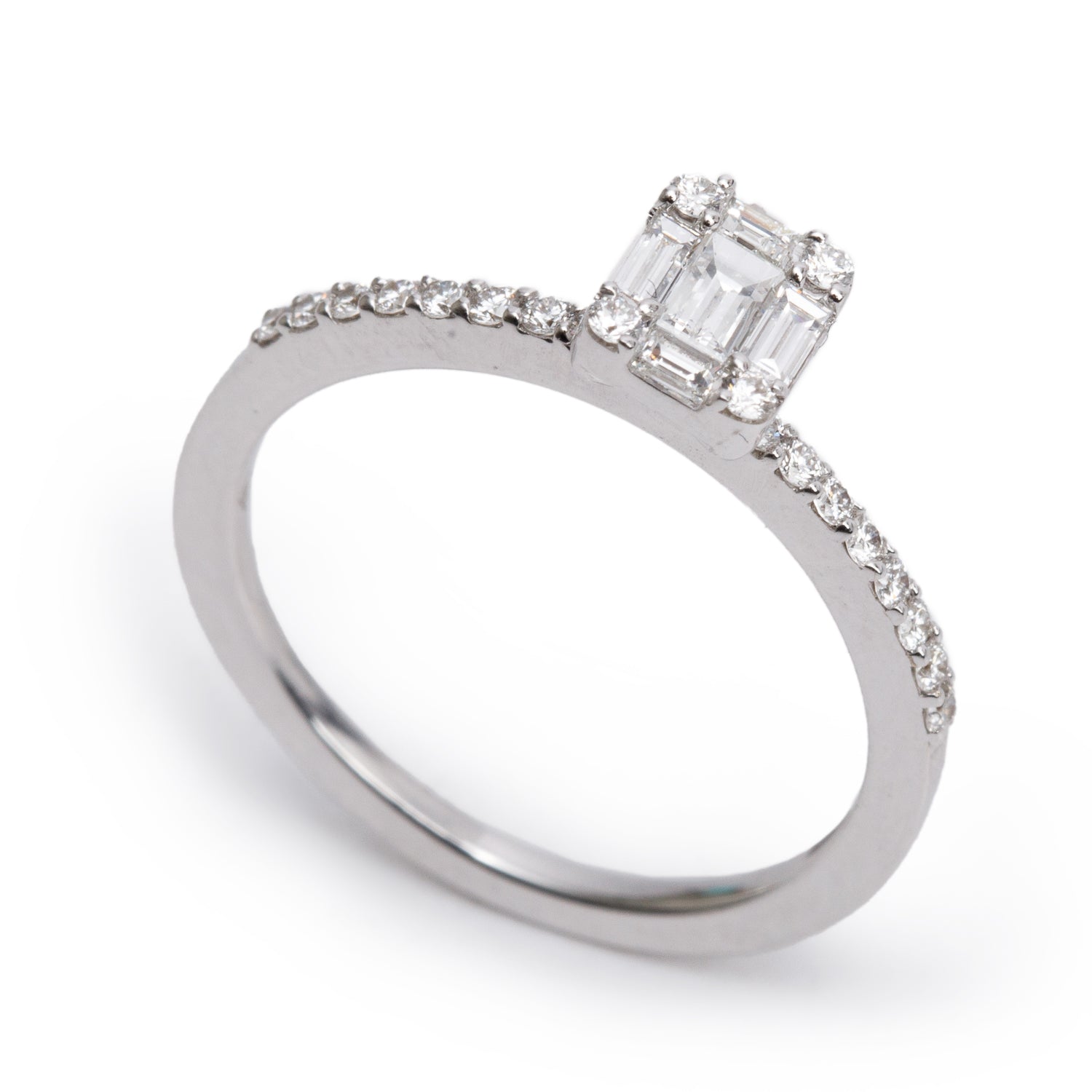 Effy 18k White Gold Diamond Illusion Setting Engagement Ring, Size 7