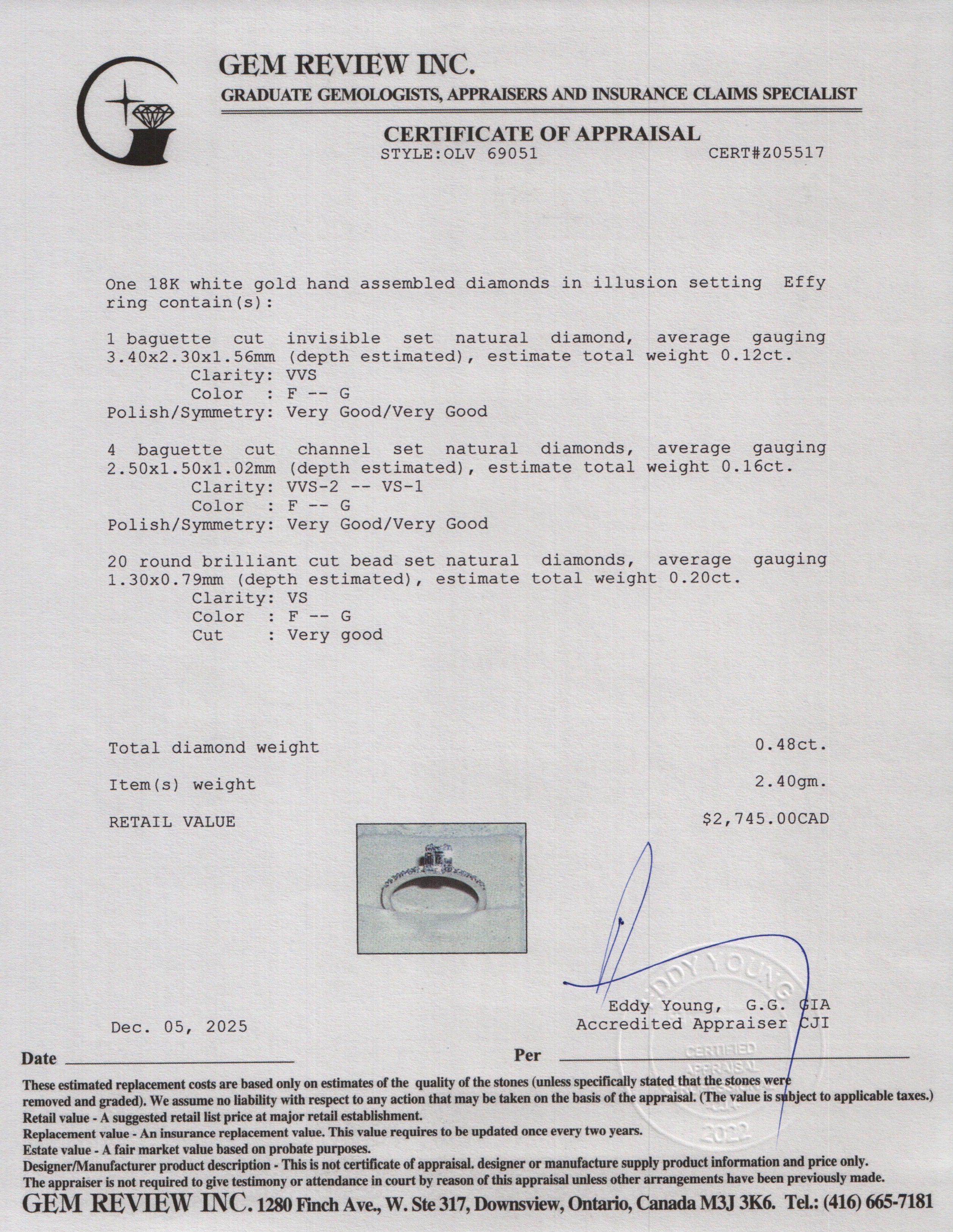 Effy 18k White Gold Diamond Illusion Setting Engagement Ring, Size 7