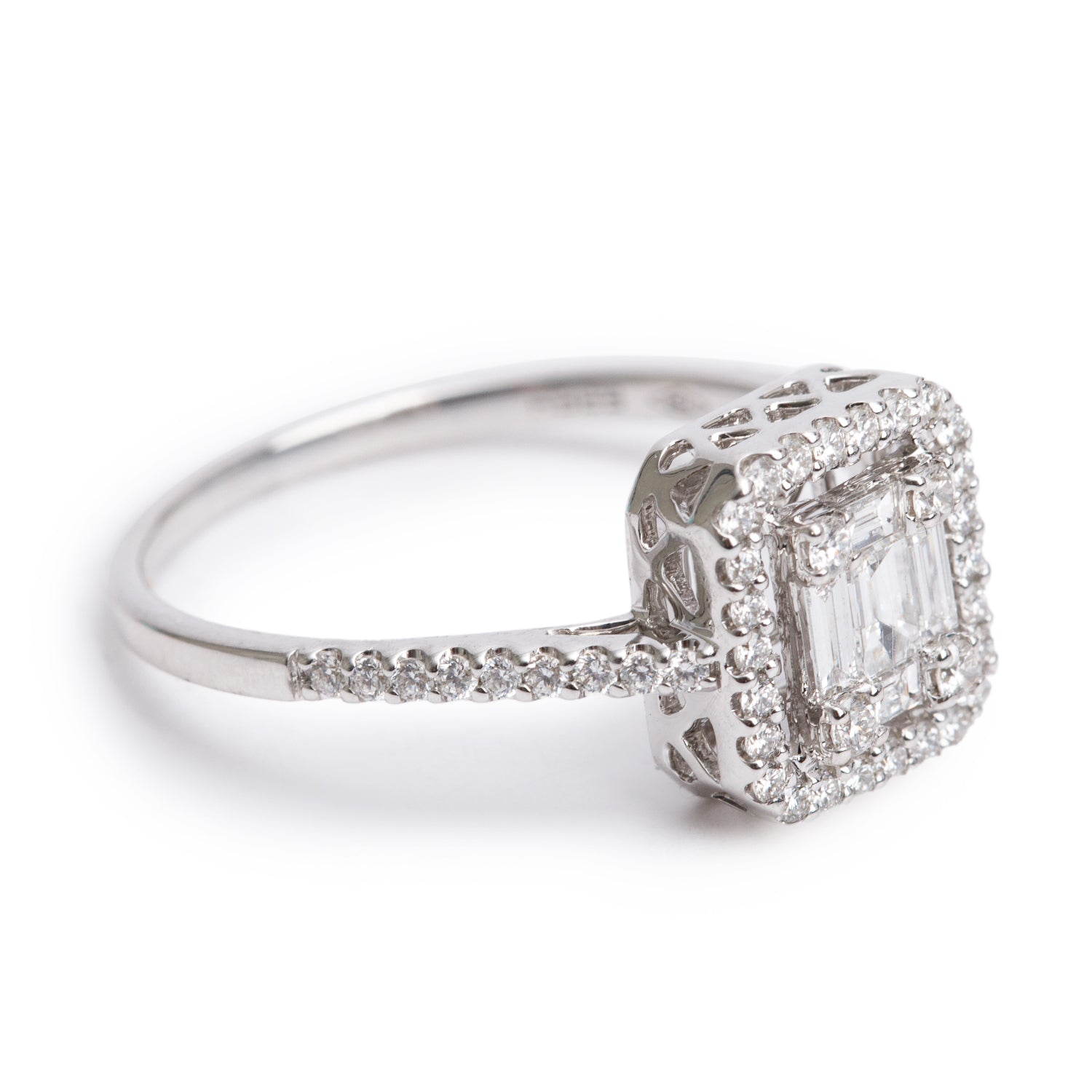 Effy 18k White Gold Diamond Illusion Setting Engagement Ring, Size 6.5