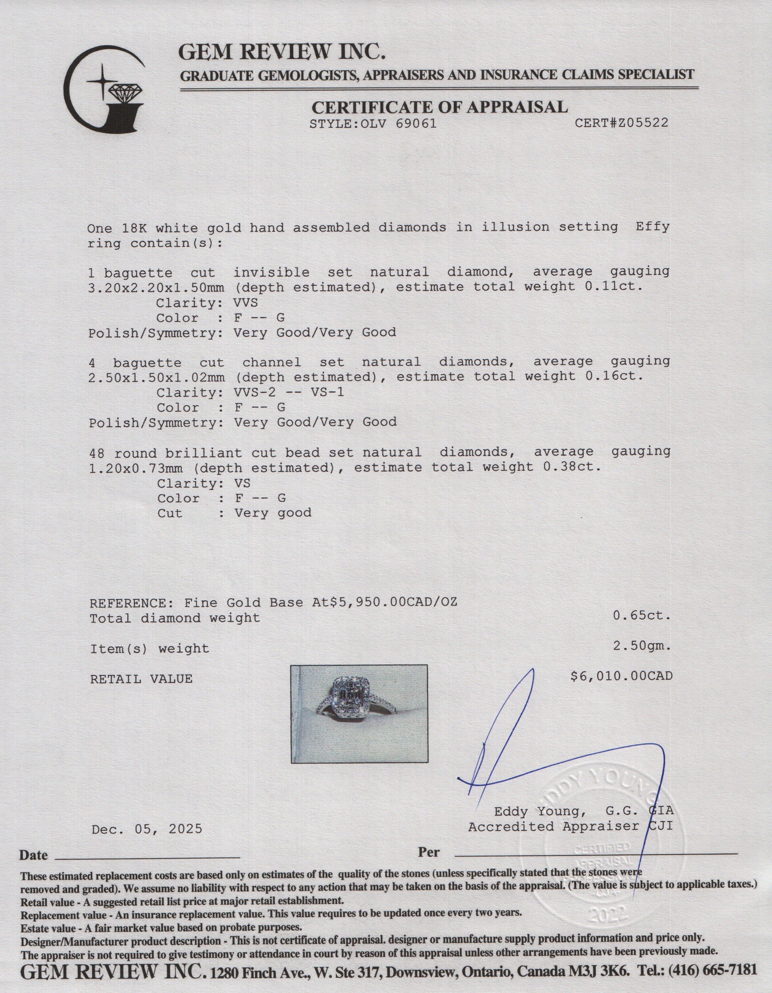 Effy 18k White Gold Diamond Illusion Setting Engagement Ring, Size 6.5