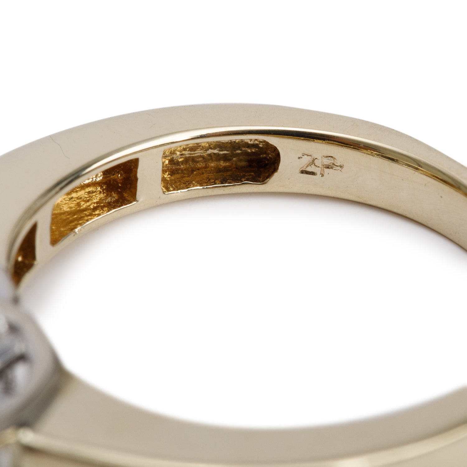 14k Yellow & White Gold Diamond Three-Stone Ring, Size 7