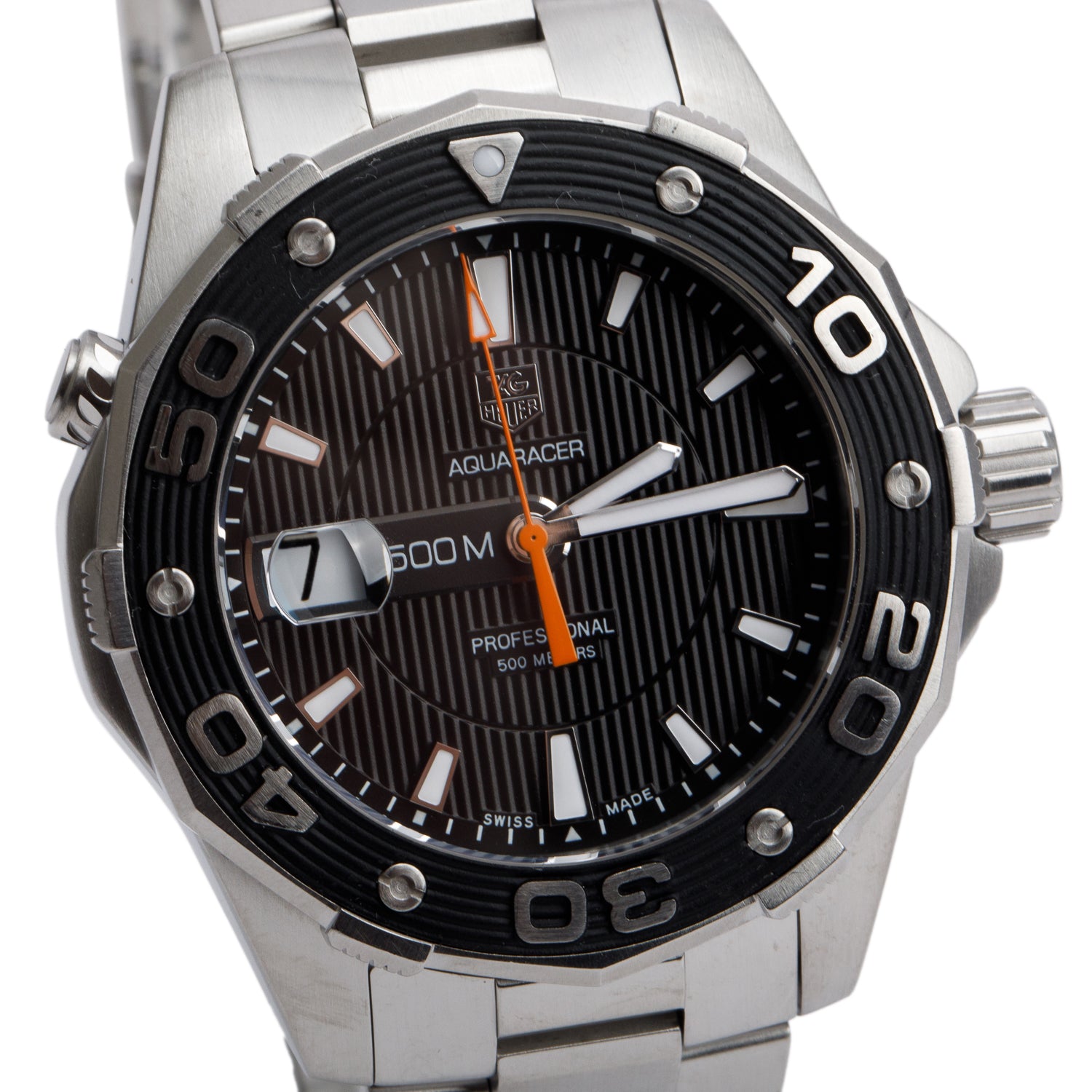 Tag Heuer Stainless Steel Aquaracer 43 mm Quartz Watch Black Dial WAJ1110 w/ Box & Papers