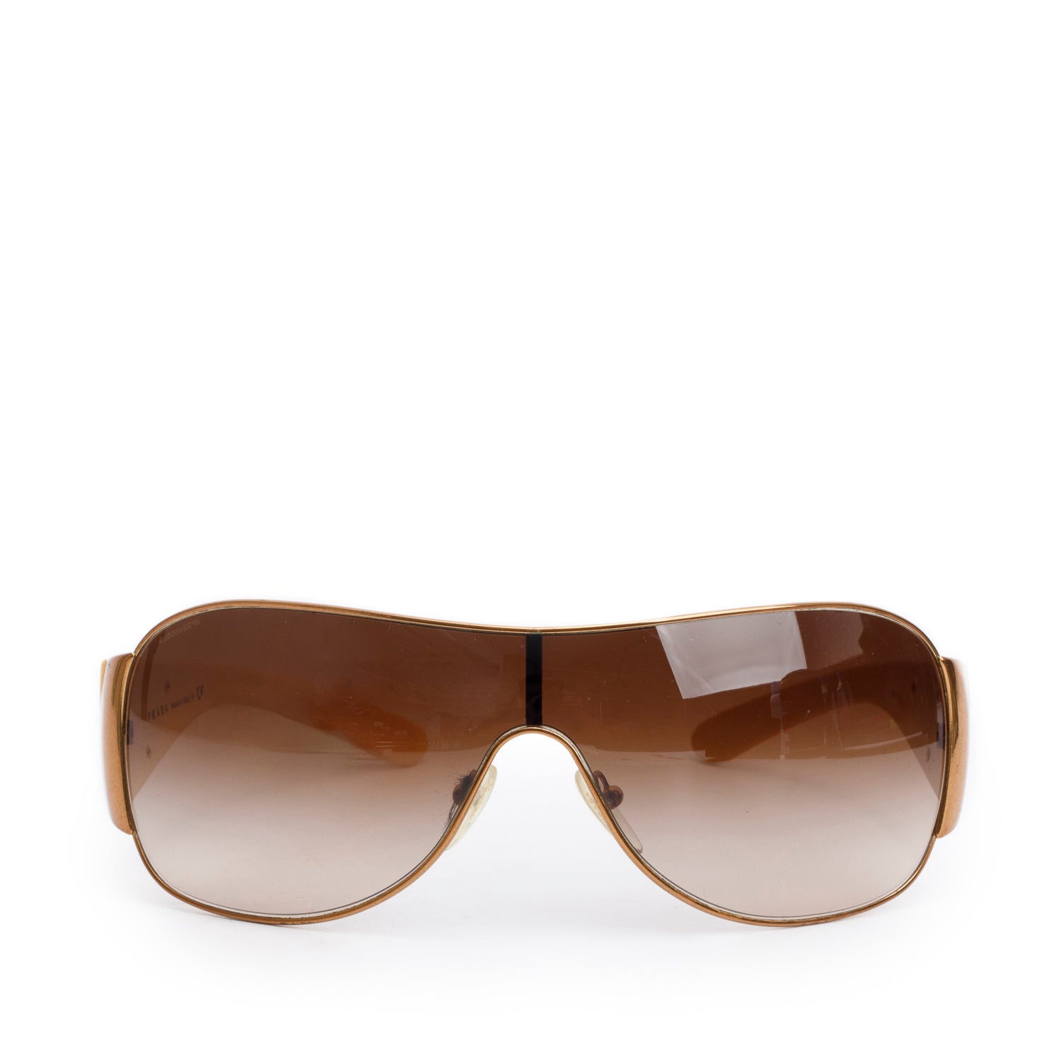 Prada SPR 57L Cream Triangle Logo Shield Sunglasses w/ Case