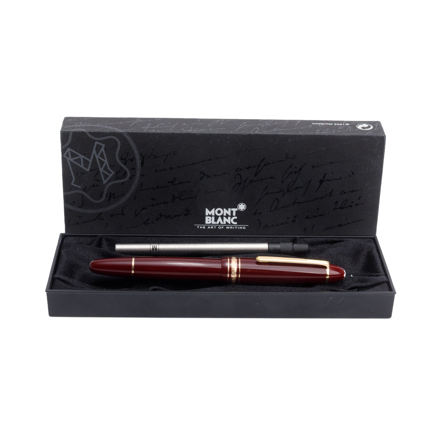 Montblanc Platinum Coated Meisterstuck LeGrand Burgundy Resin Rollerball Pen w/ Box & Refill