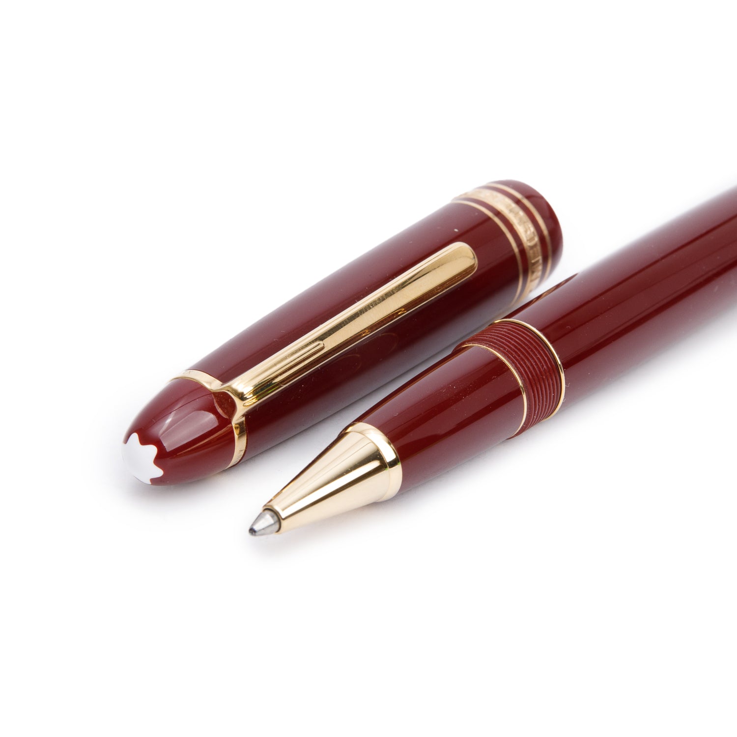 Montblanc Platinum Coated Meisterstuck LeGrand Burgundy Resin Rollerball Pen w/ Box & Refill
