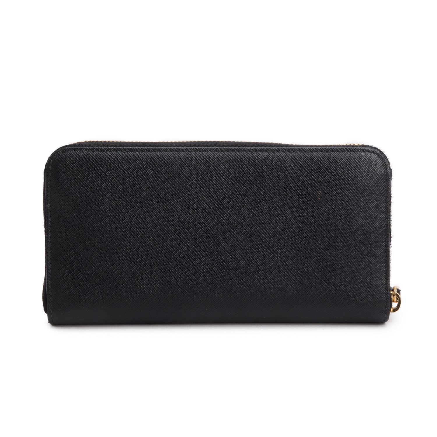 Prada Black Saffiano Leather Zip Around Wallet
