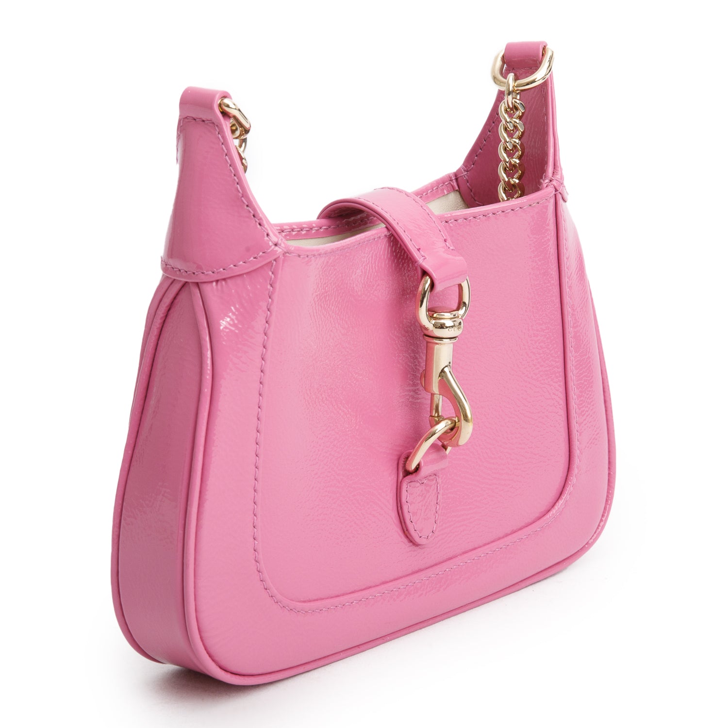 Gucci Pink Crinkled Patent Leather Mini Jackie Notte Bag