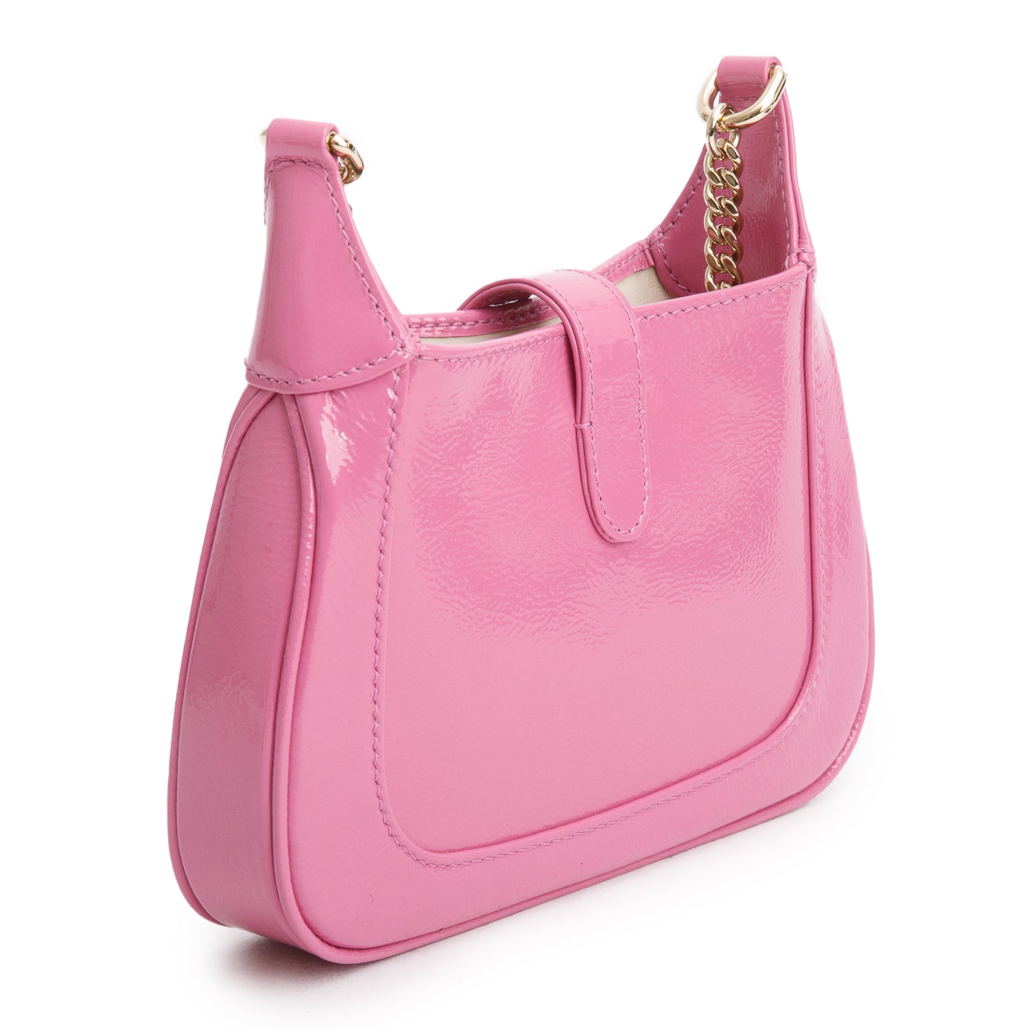 Gucci Pink Crinkled Patent Leather Mini Jackie Notte Bag
