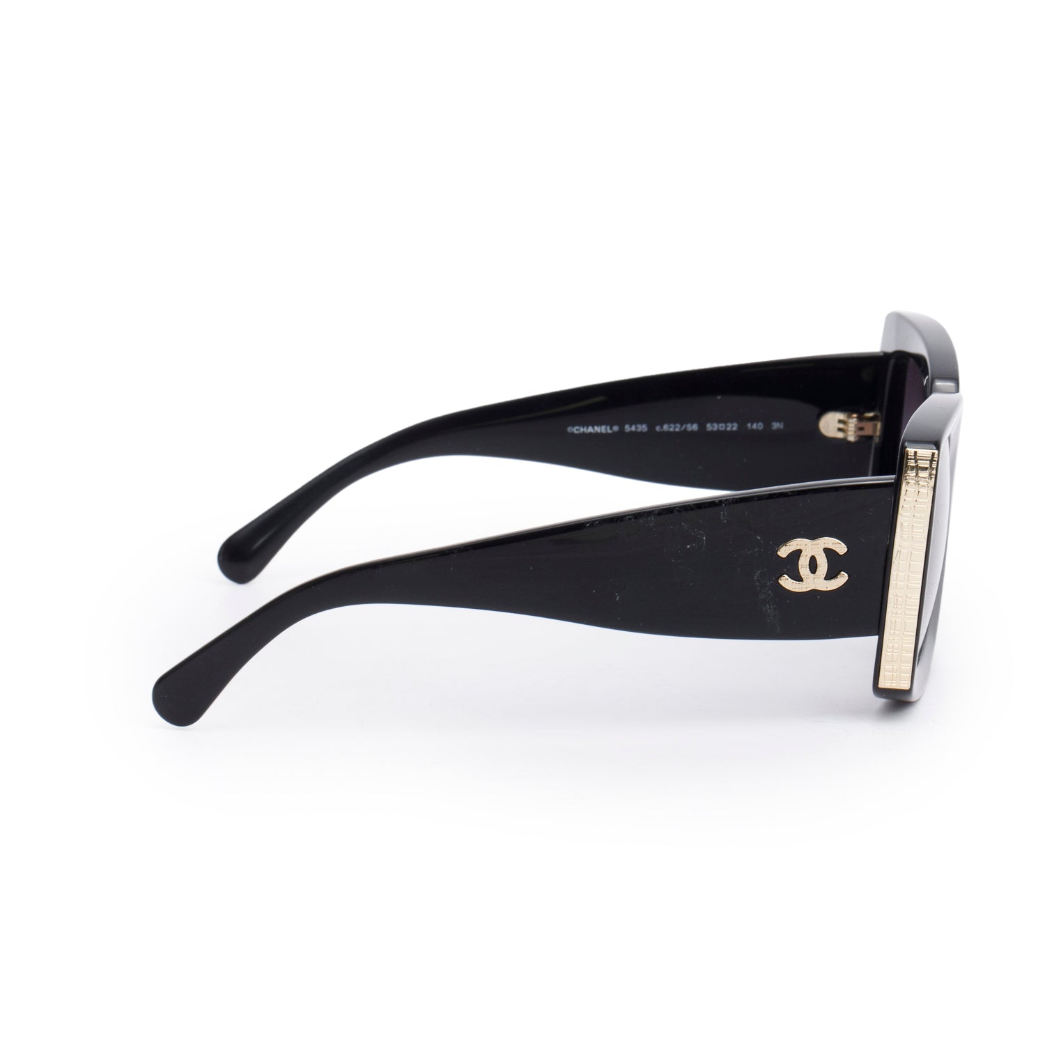 Chanel 5435 Black Interlocking CC Square Sunglasses w/ Box & Case