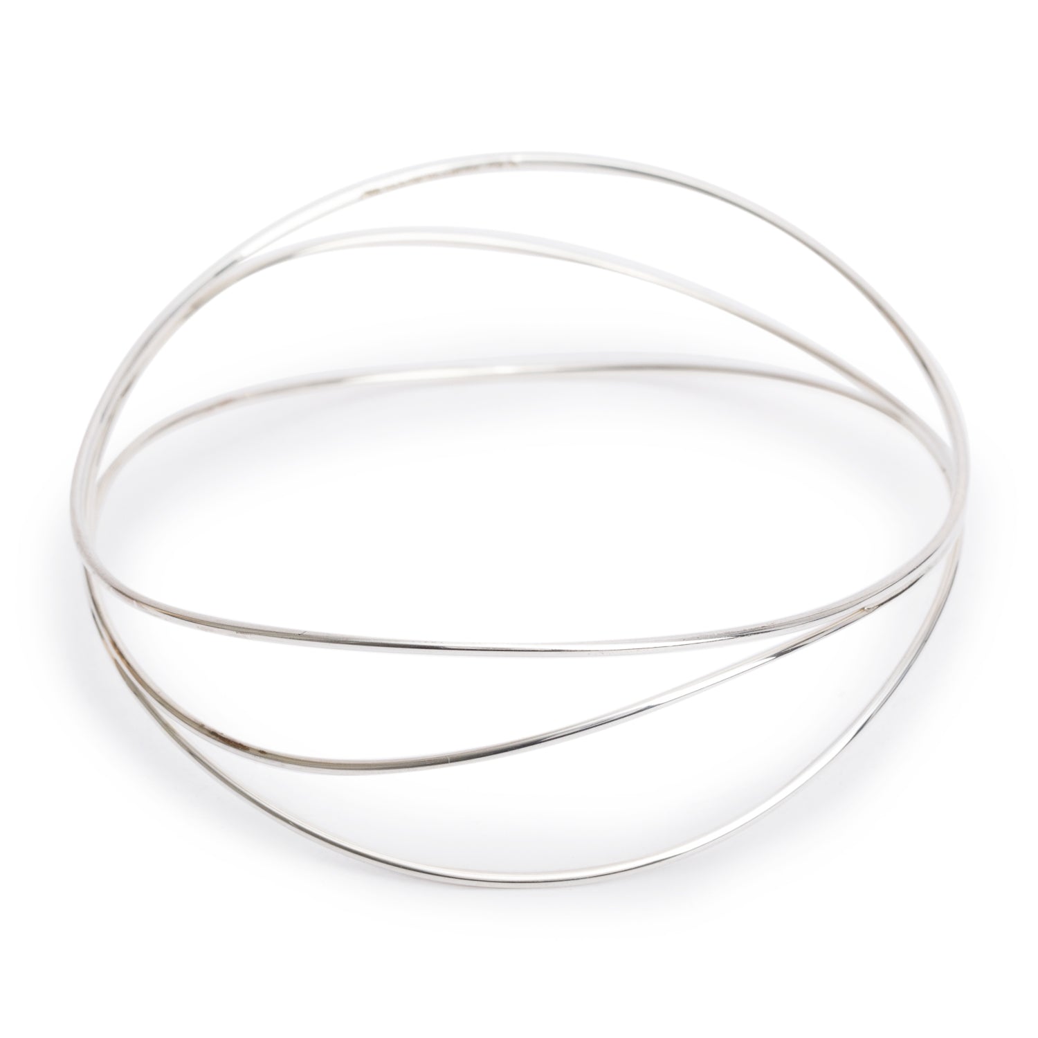 Tiffany & Co. Sterling Silver Wave Three-Row Bangle Bracelet