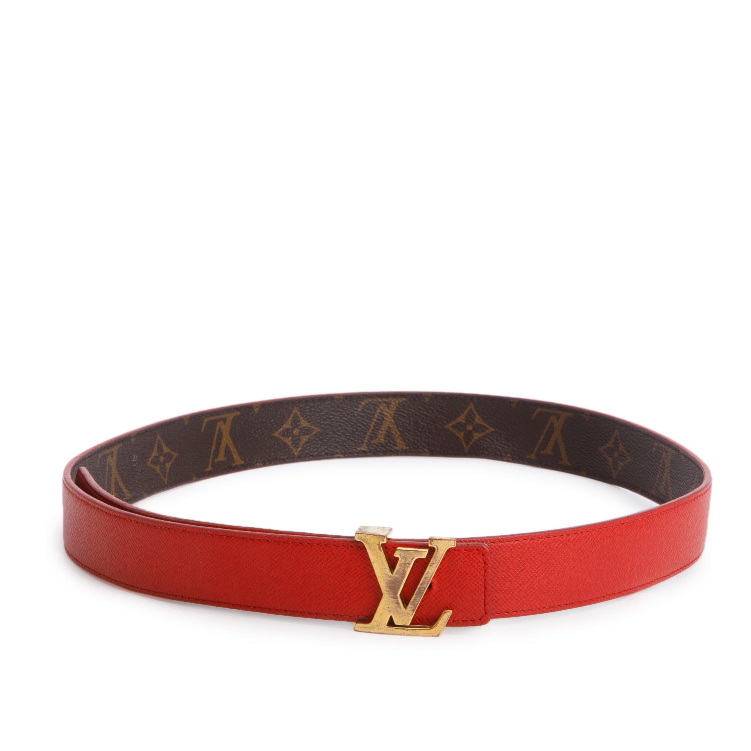 Louis Vuitton Monogram Red LV Initials Reversible Belt 85 34
