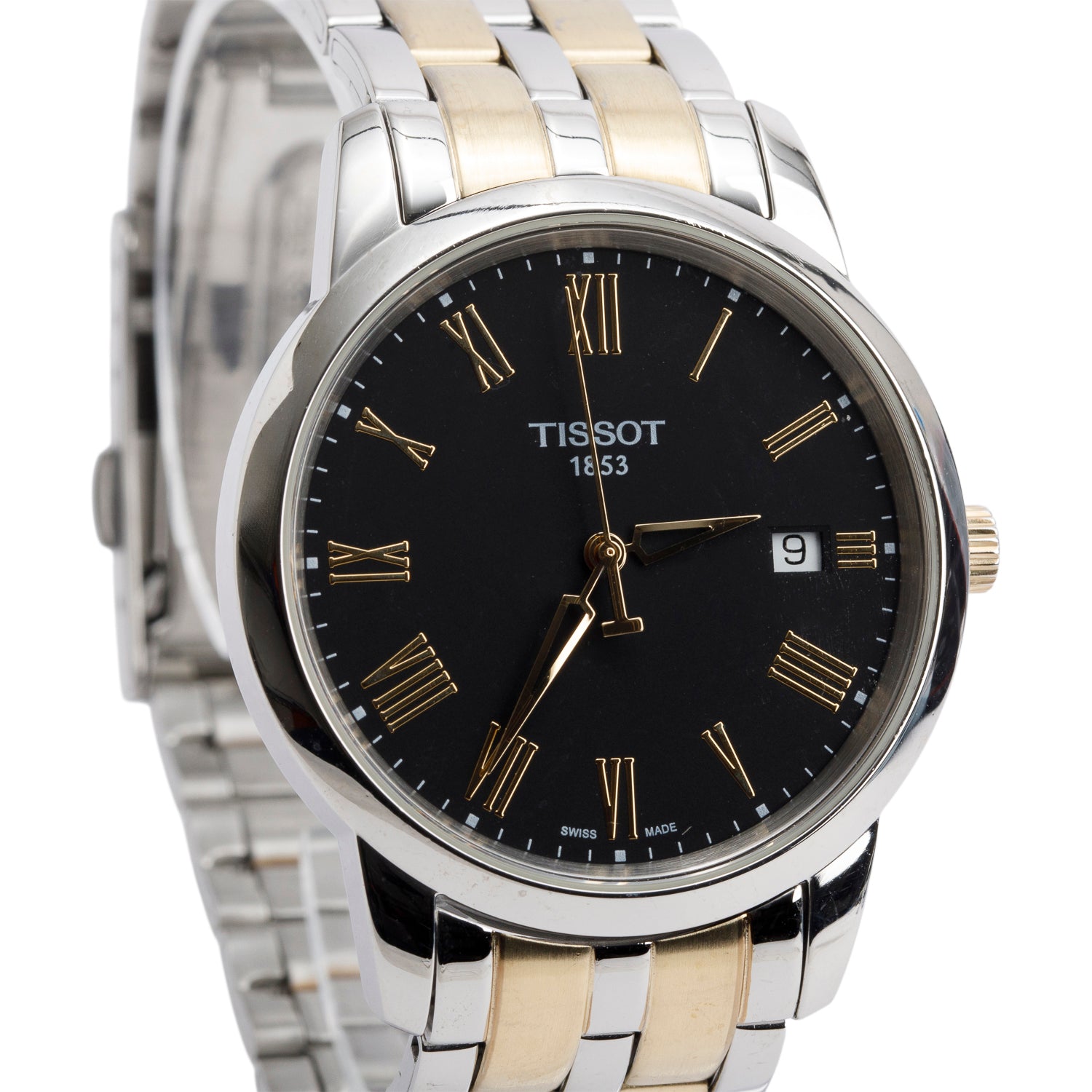 Tissot Two-Tone Stainless Steel Classic Dream 38 MM Quartz Watch Black Dial
