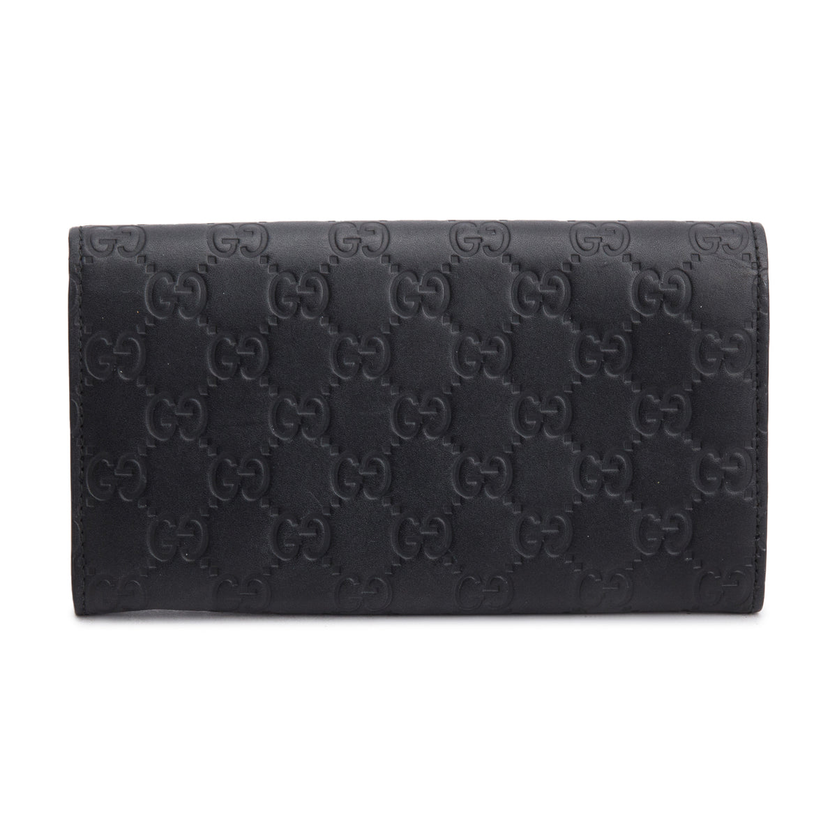 Gucci Black Leather Guccissima Continental Flap Wallet
