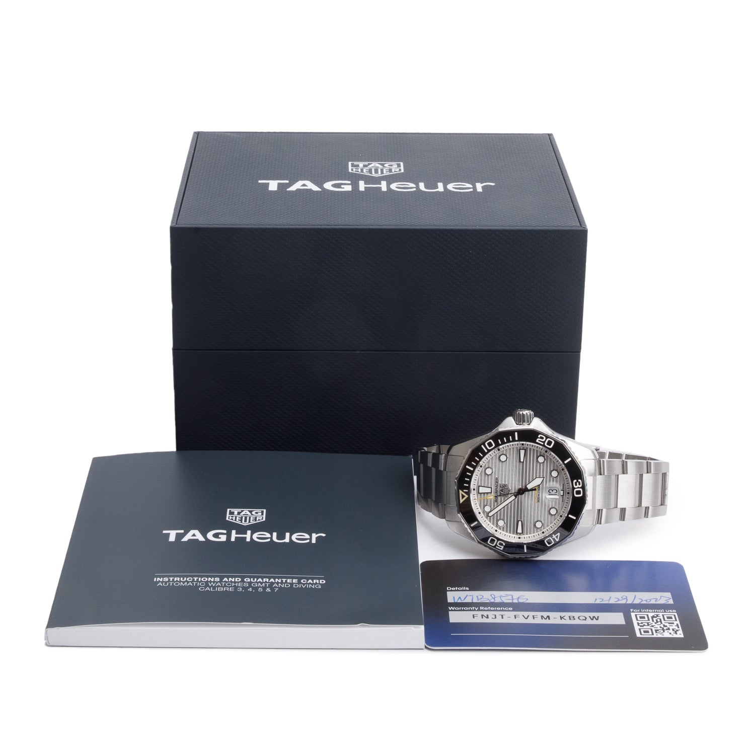 Tag Heuer Stainless Steel Aquaracer Professional 300M 43 MM Automatic Watch Silver Dial WBP201C-0 w/ Box & Papers