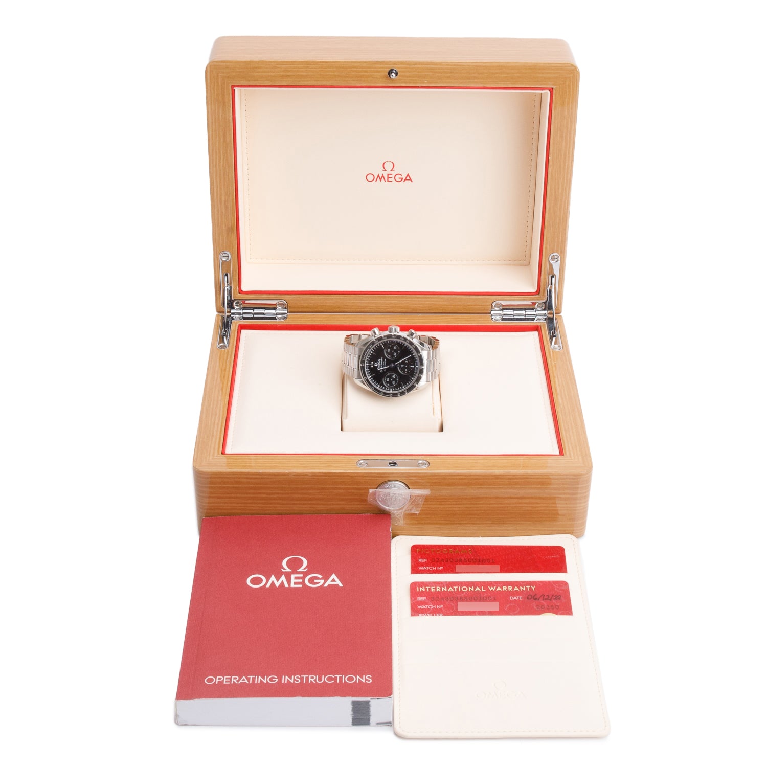 Omega 2022 Stainless Steel Speedmaster 38 MM Co-Axial Chronometer Automatic Watch Black Dial w/ Box, Receipt & Papers