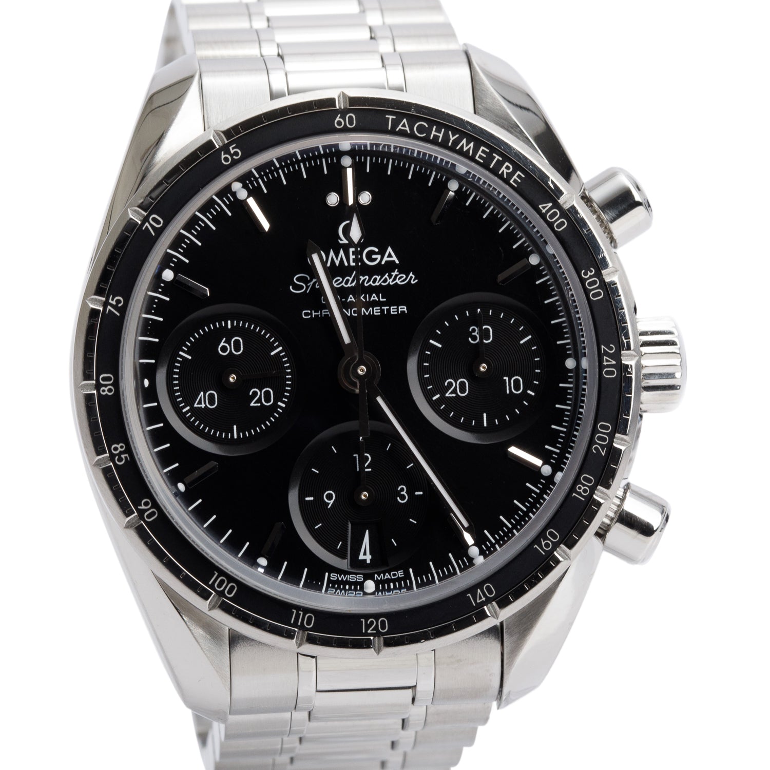 Omega 2022 Stainless Steel Speedmaster 38 MM Co-Axial Chronometer Automatic Watch Black Dial w/ Box, Receipt & Papers