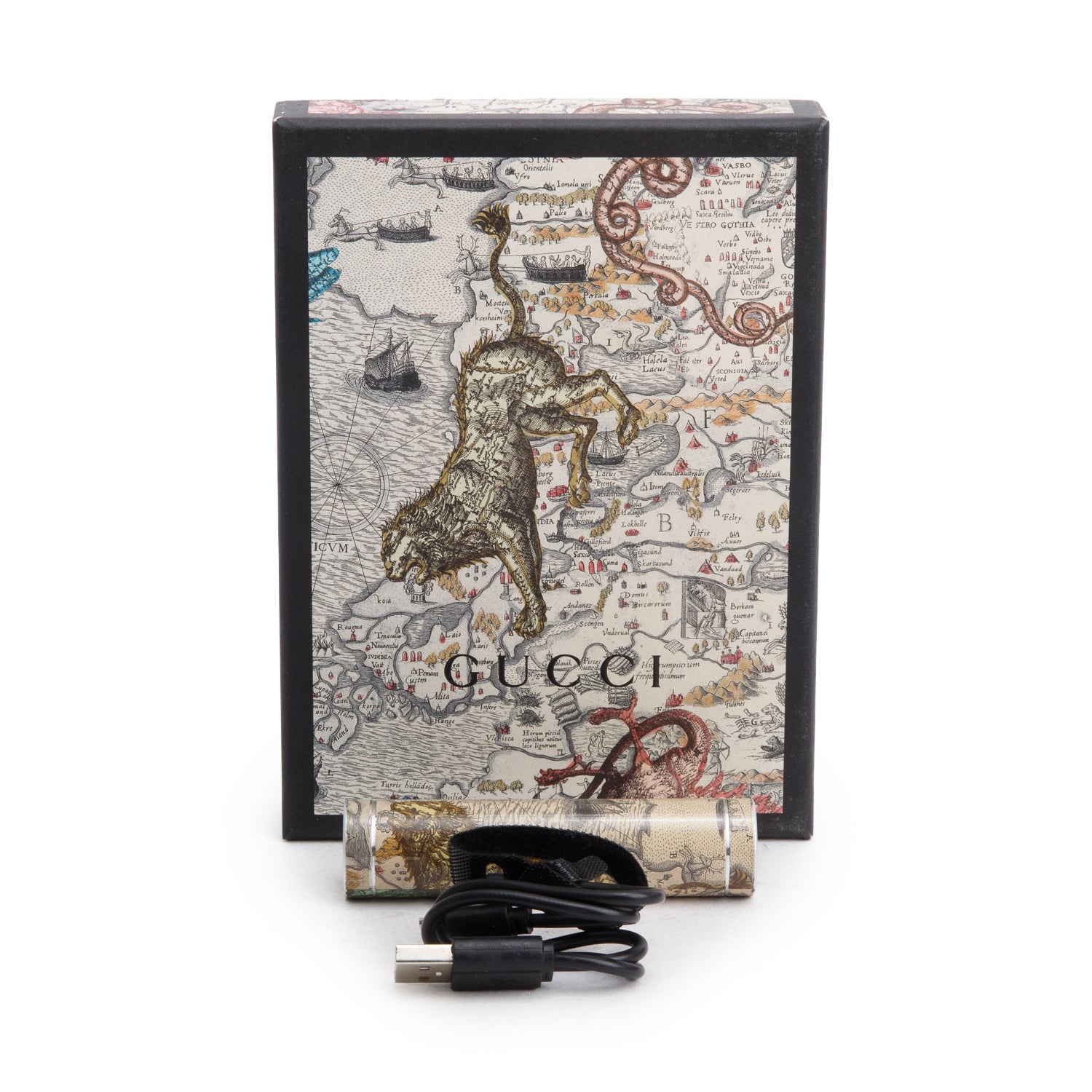Gucci Limited Edition Multicolor Map Print USB Portable Charger w/ Box