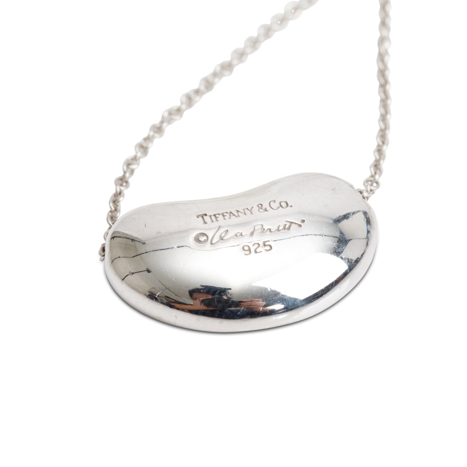 Tiffany & Co. Elsa Peretti Sterling Silver 19 MM Bean Pendant Necklace