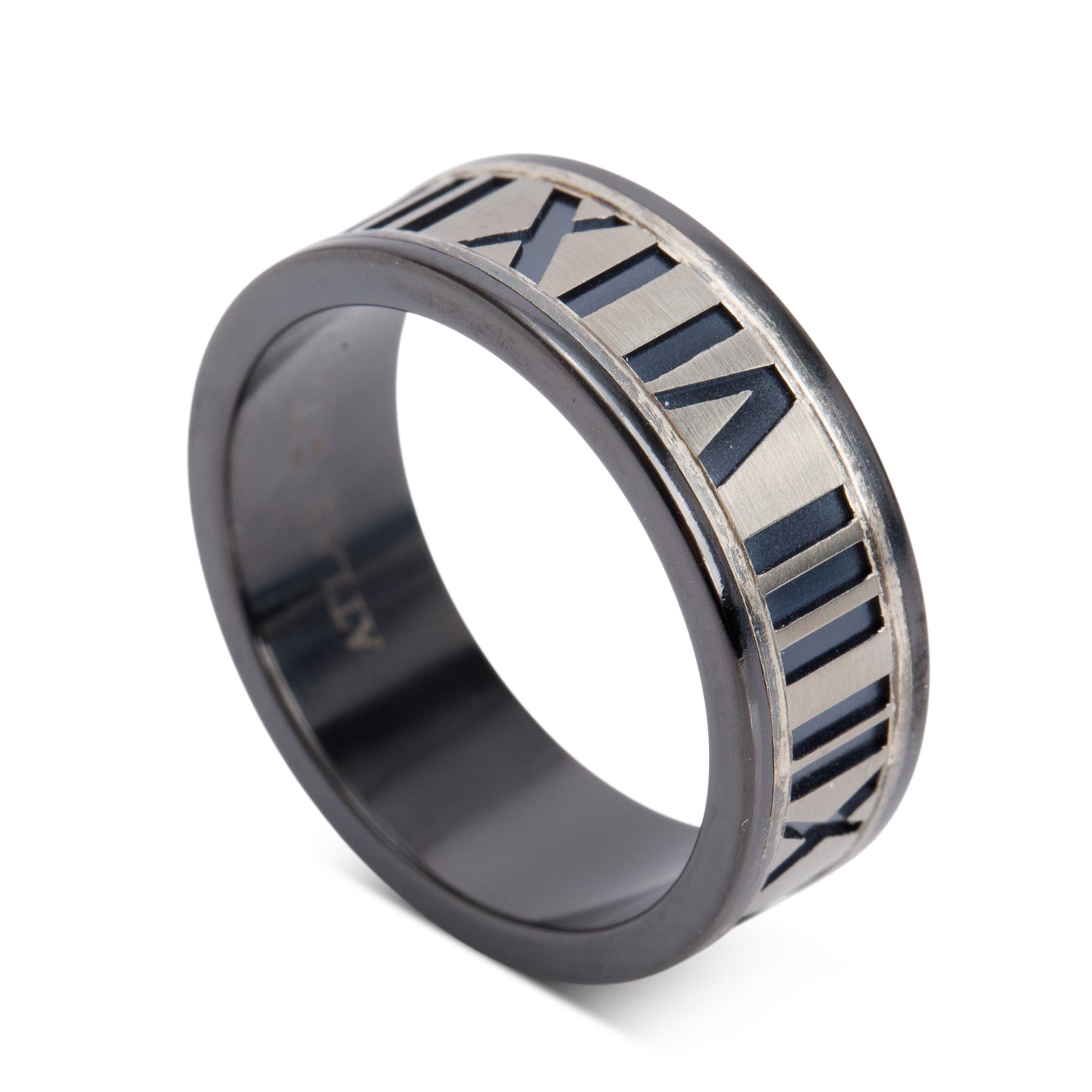 Tiffany & Co. Titanium & Sterling Silver Wide Atlas Band Ring, Size 11