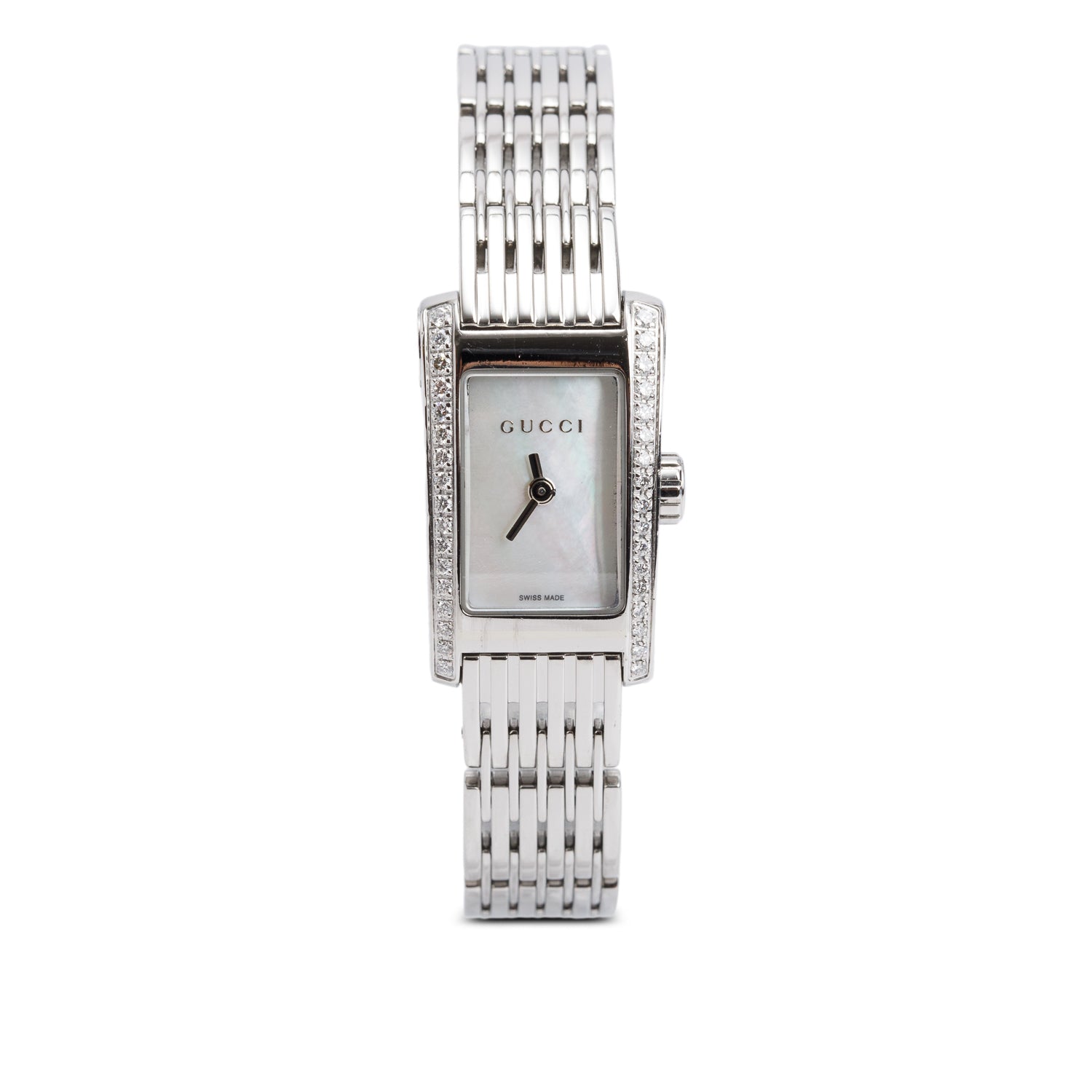 Gucci Stainless Steel Diamond Bezel 8600 Series Watch Mother of Pearl Dial