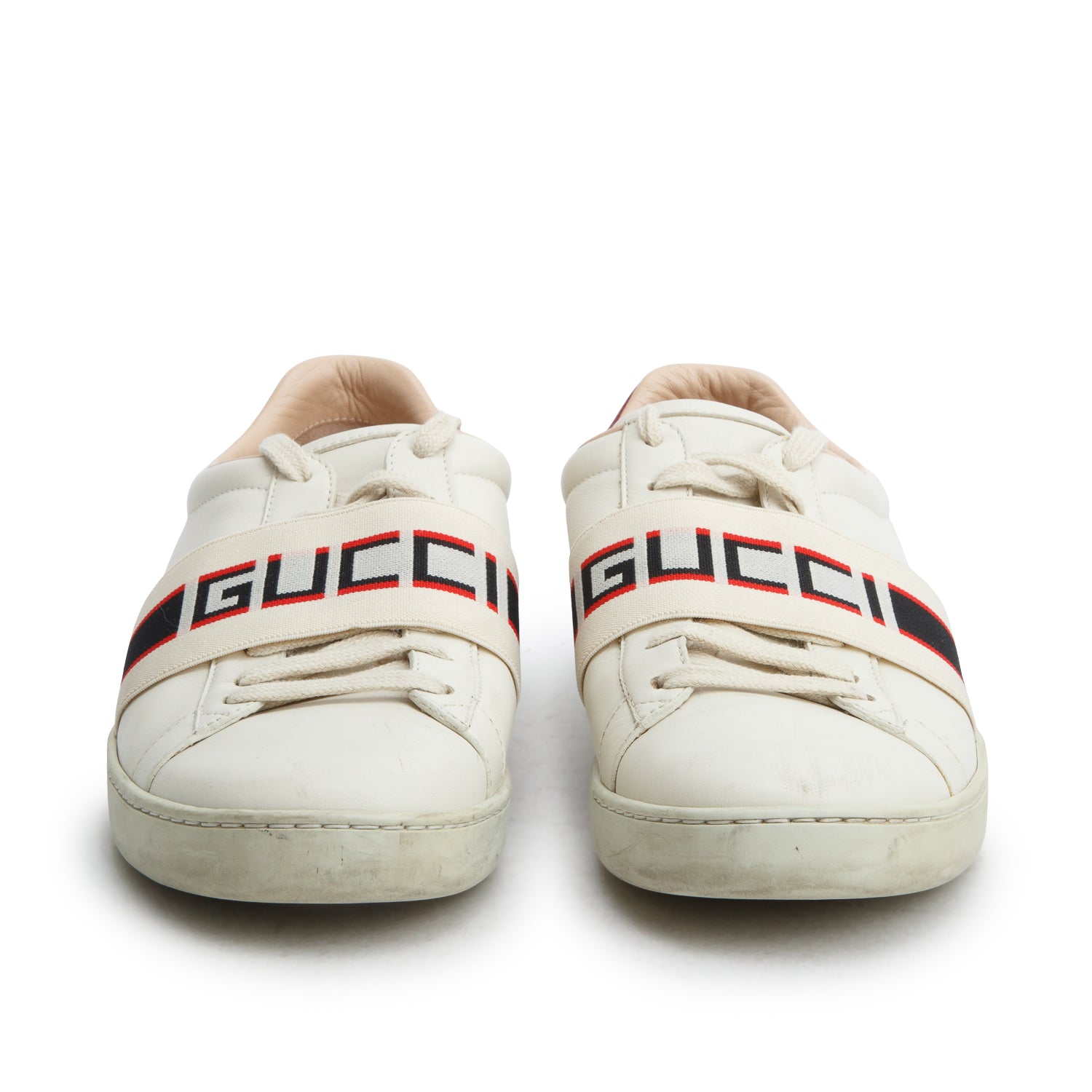 Gucci White Leather Web Ace Band Sneakers, Size 38.5