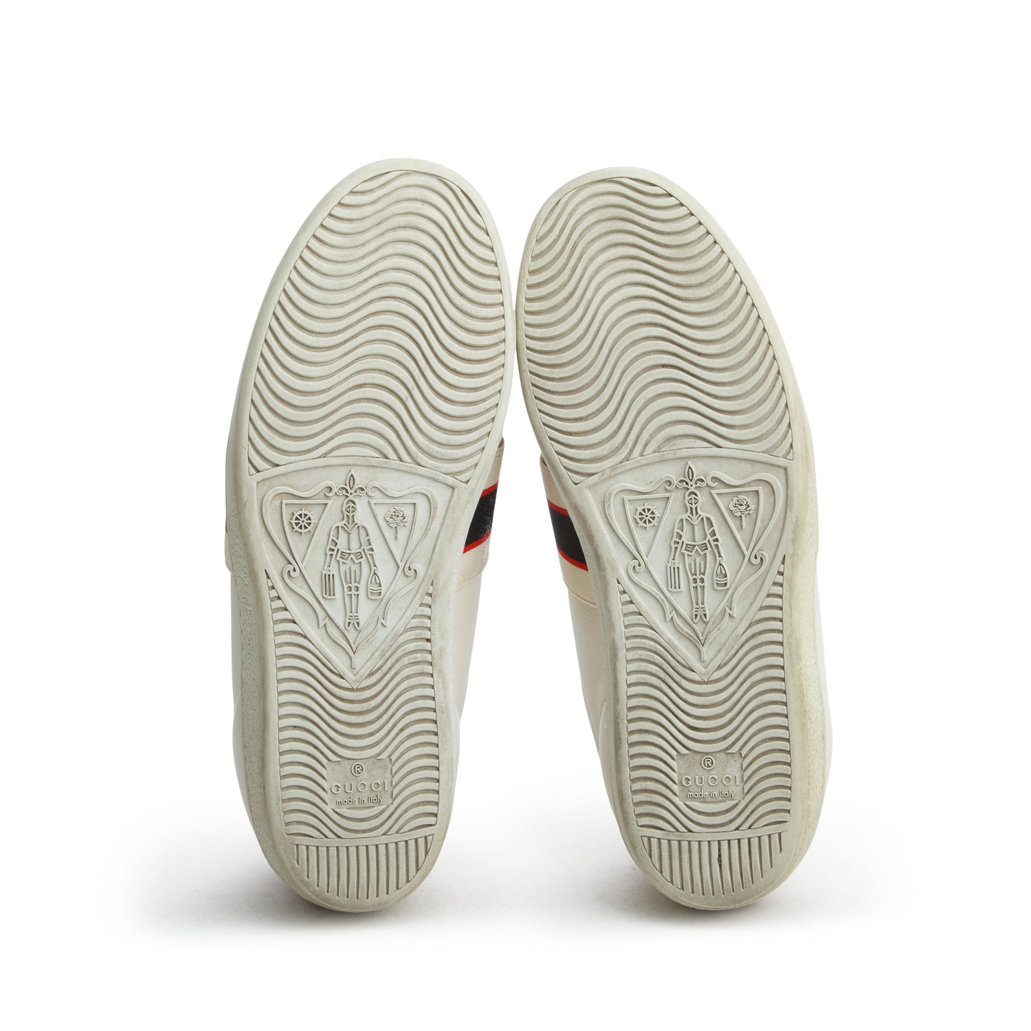 Gucci White Leather Web Ace Band Sneakers, Size 38.5