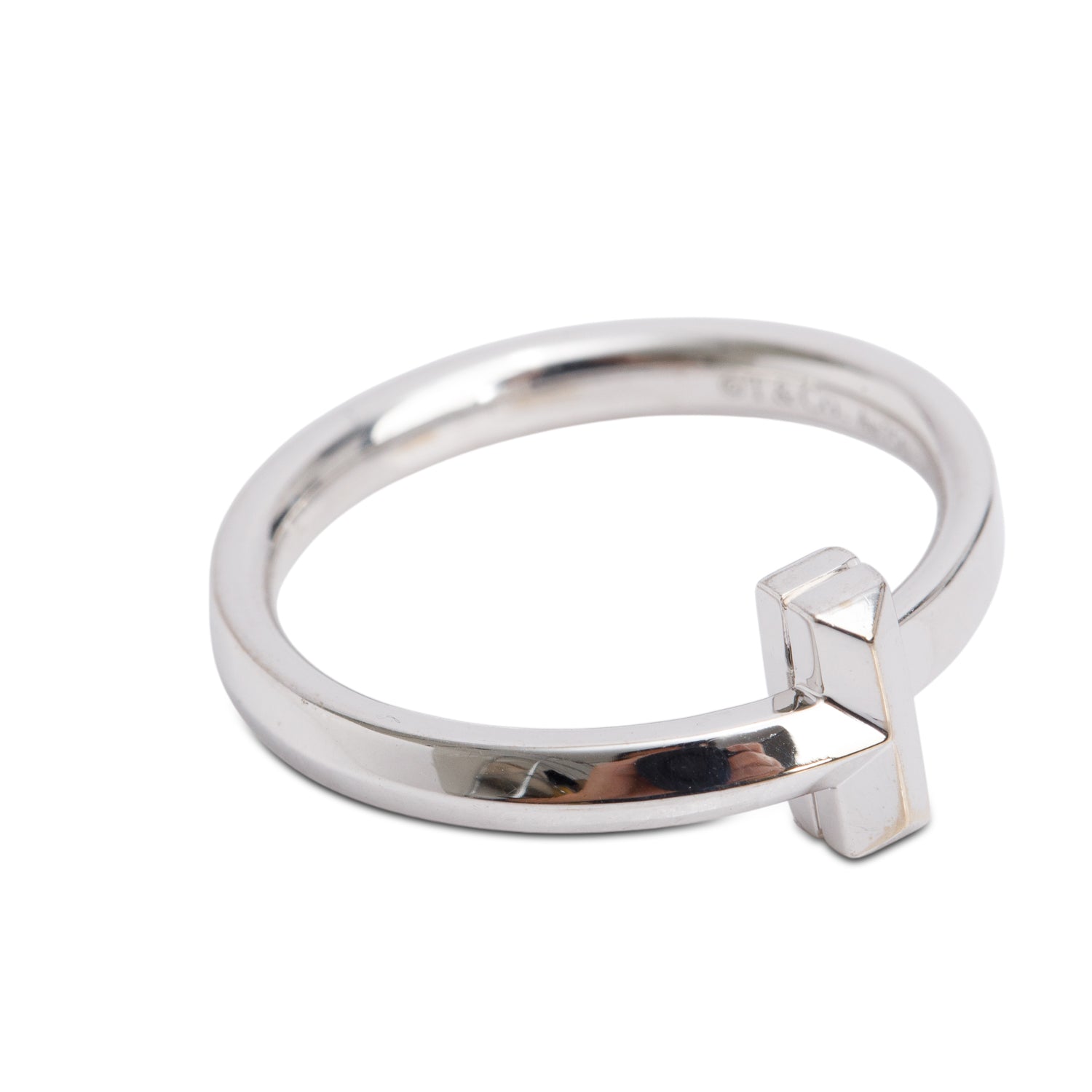 Tiffany & Co. 18k White Gold T1 Ring, Size 7.5