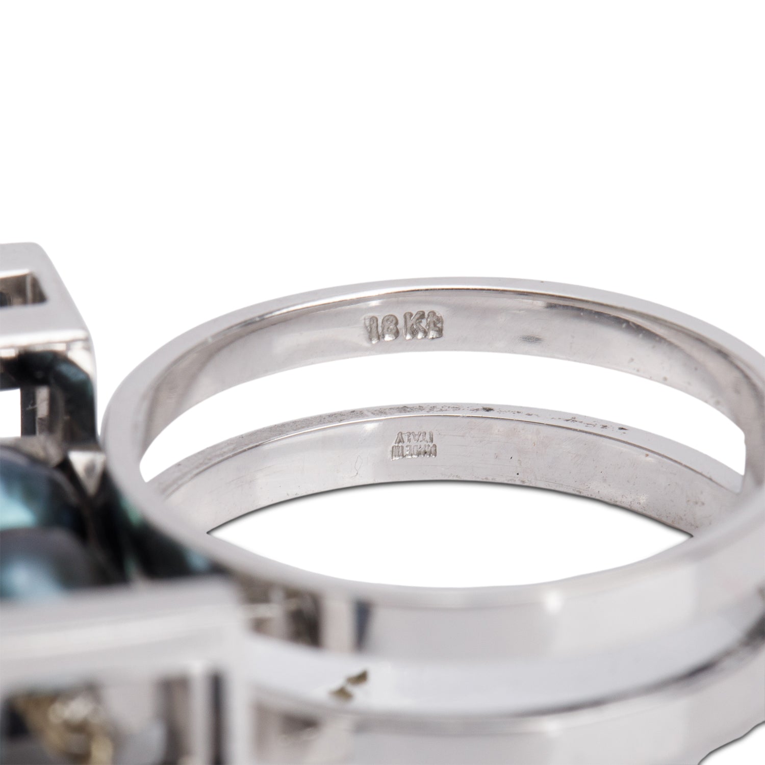 Versace Fedra 18k White Gold Diamond & Pearl Ring, Size 7