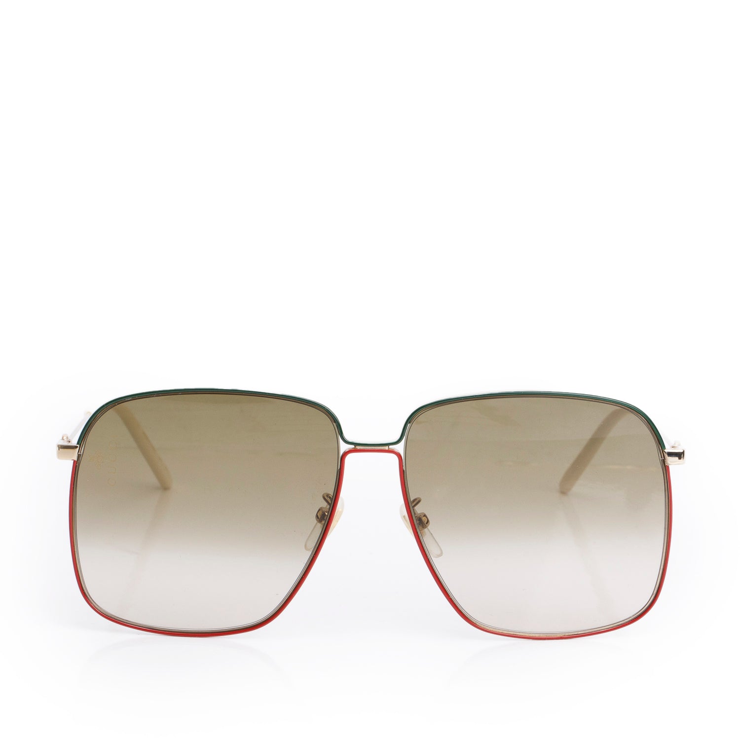 Gucci GG0394S Red Green Metal Oversized Square Sunglasses w/ Case