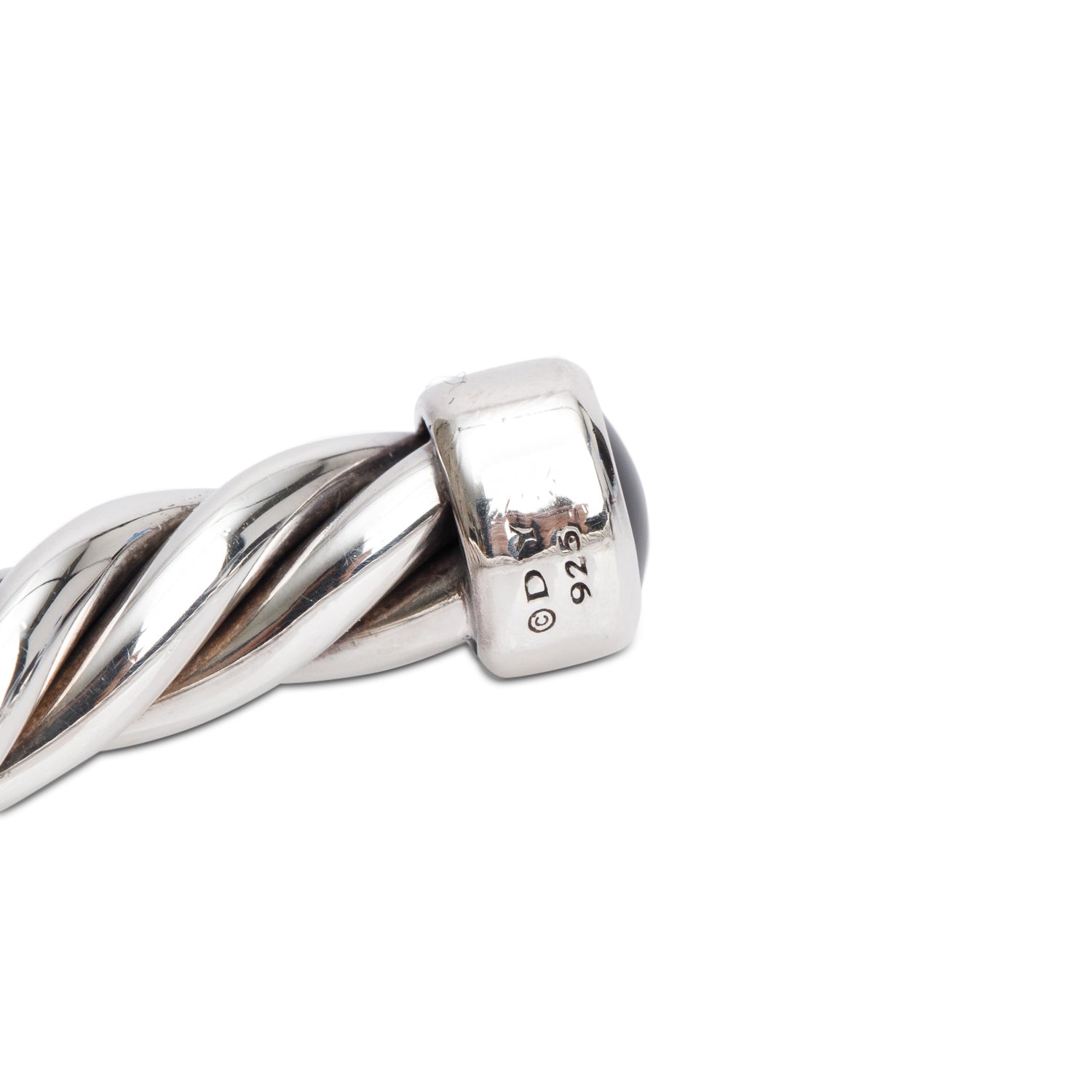 David Yurman Sterling Silver Black Onyx 6 MM Cable Cuff Bracelet w/ Box