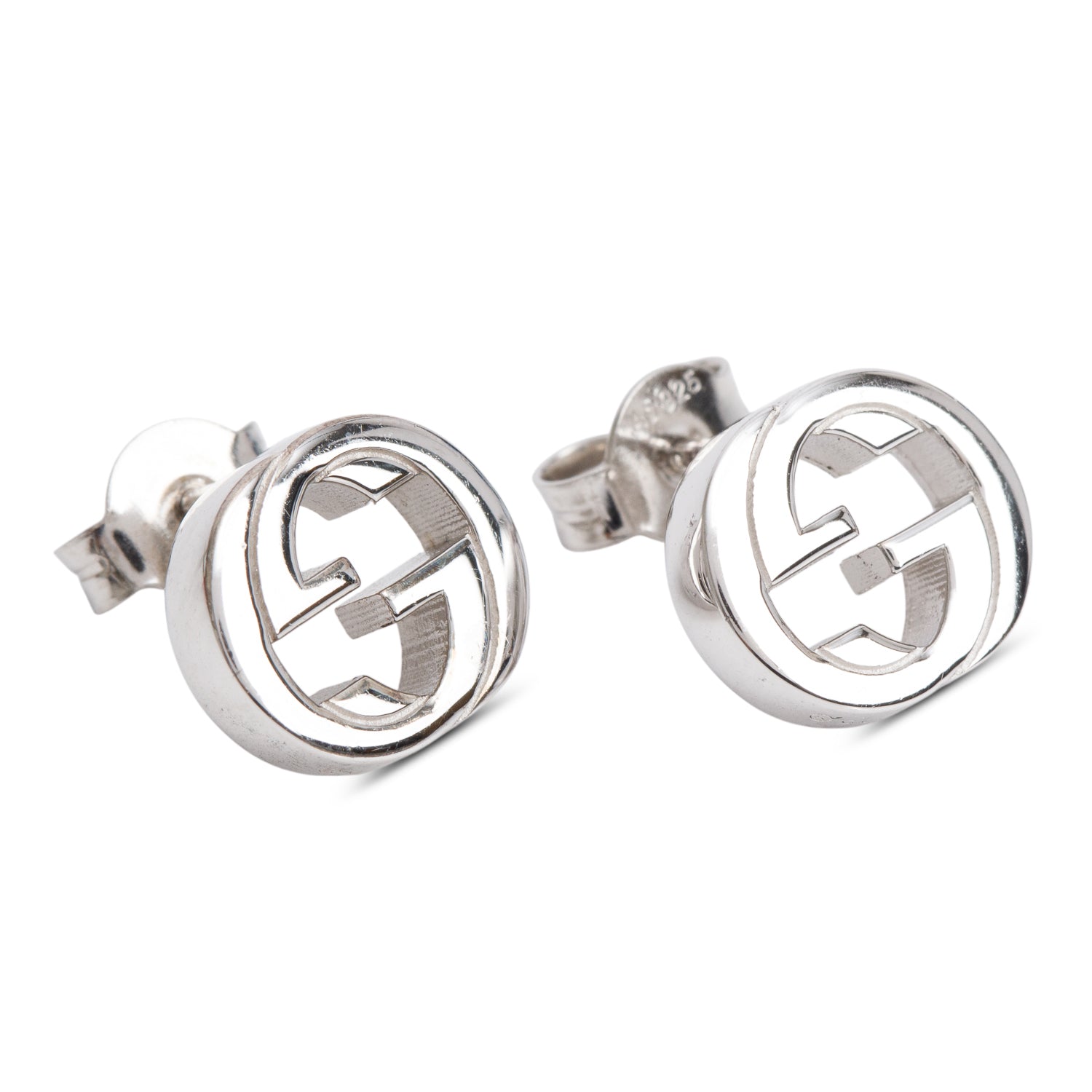 Gucci Sterling Silver Interlocking G Stud Earrings w/ Box