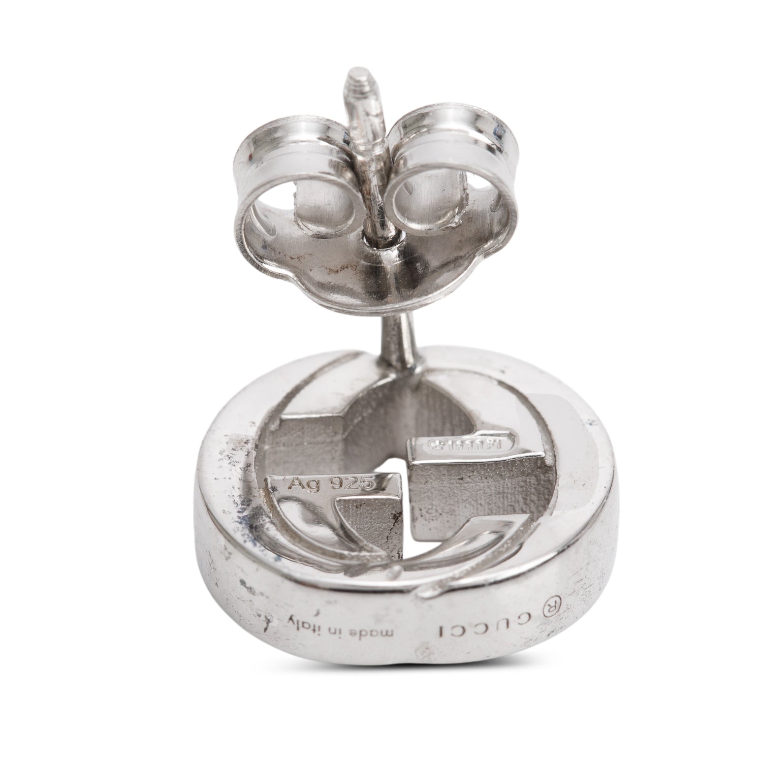 Gucci Sterling Silver Interlocking G Stud Earrings w/ Box