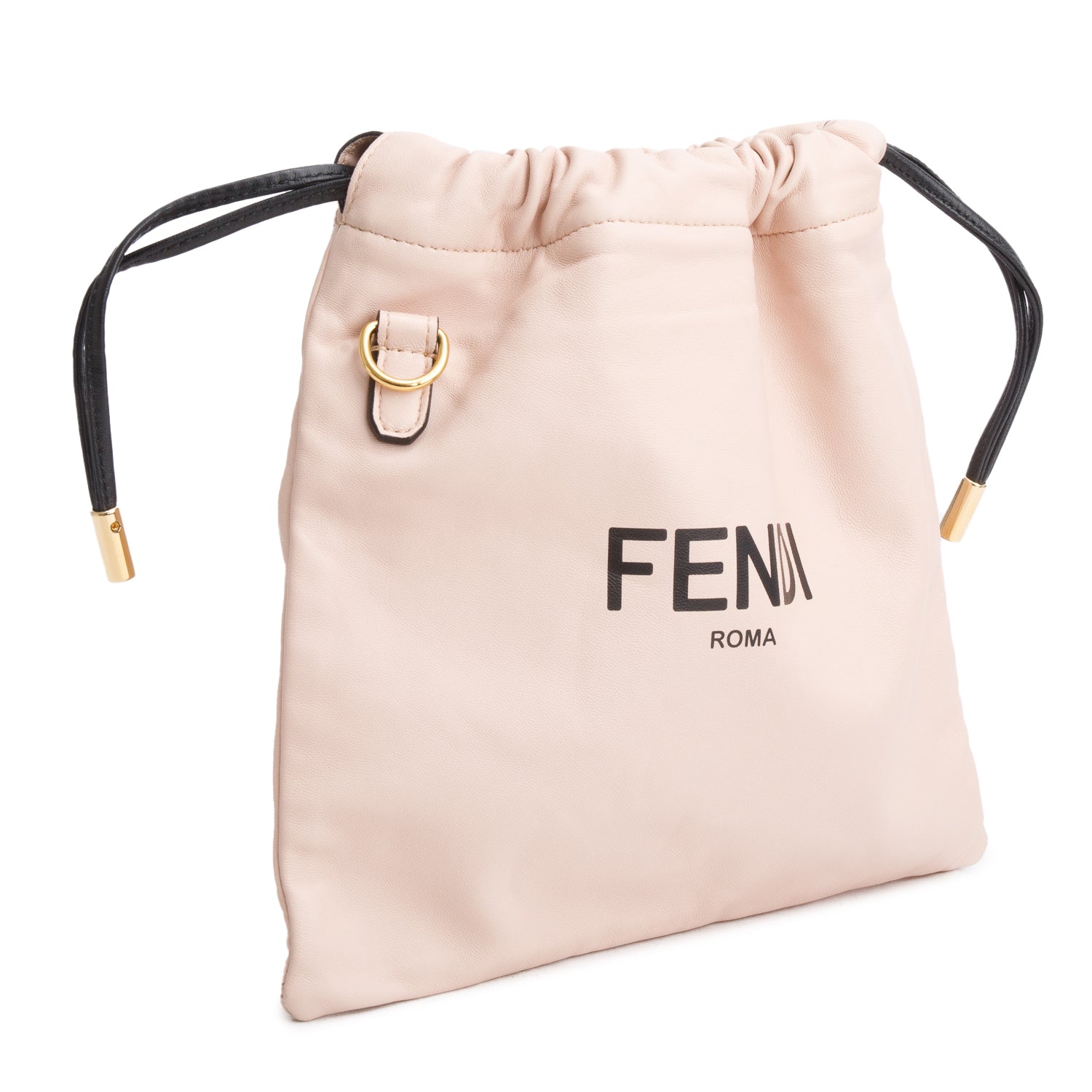 Fendi Pink Nappa Logo Small Drawstring Pouch Bag