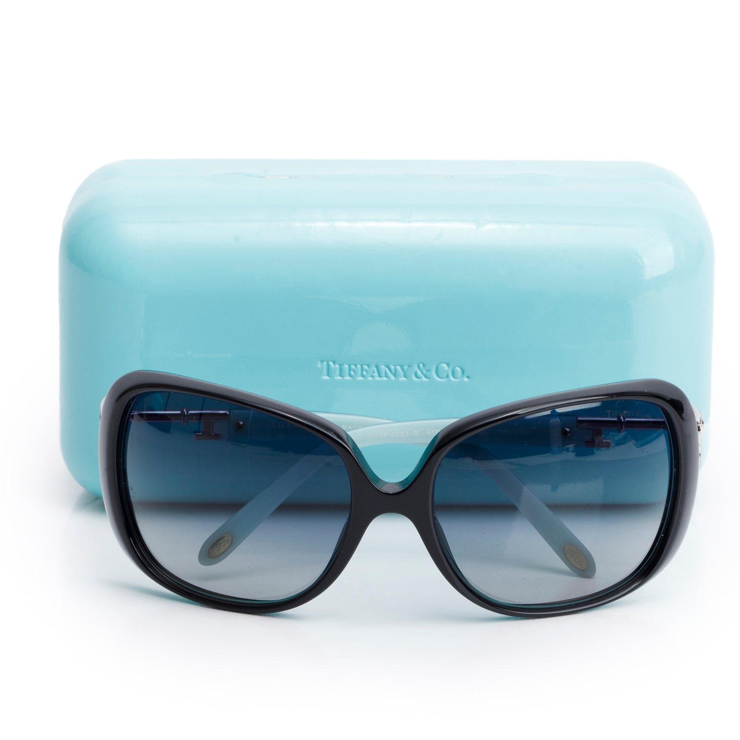 Tiffany & Co. TF4055 Black Key Heart Rectangle Gradient Sunglasses w/ Case