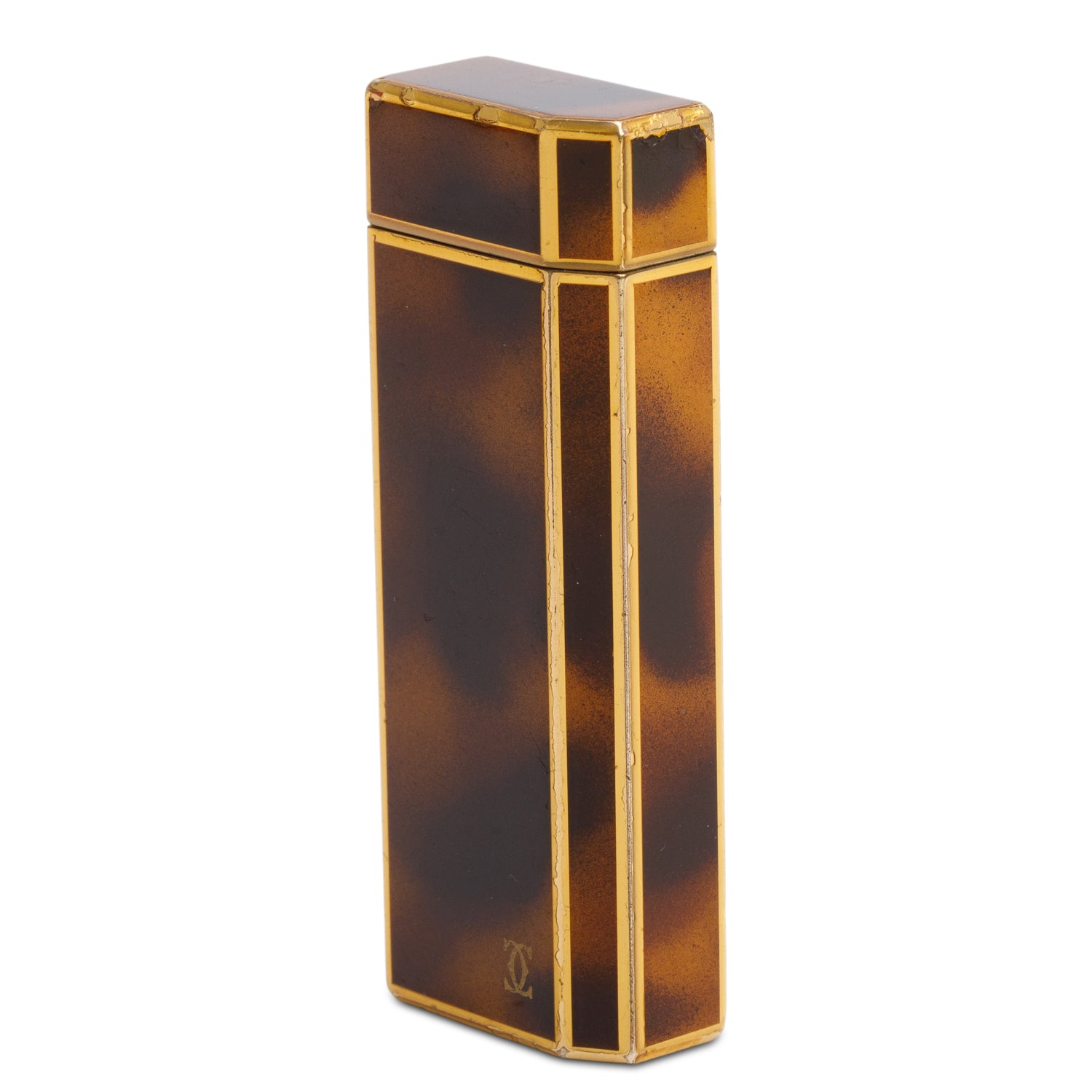 Cartier Vintage Gold-Plated Brown Lacquer Lighter