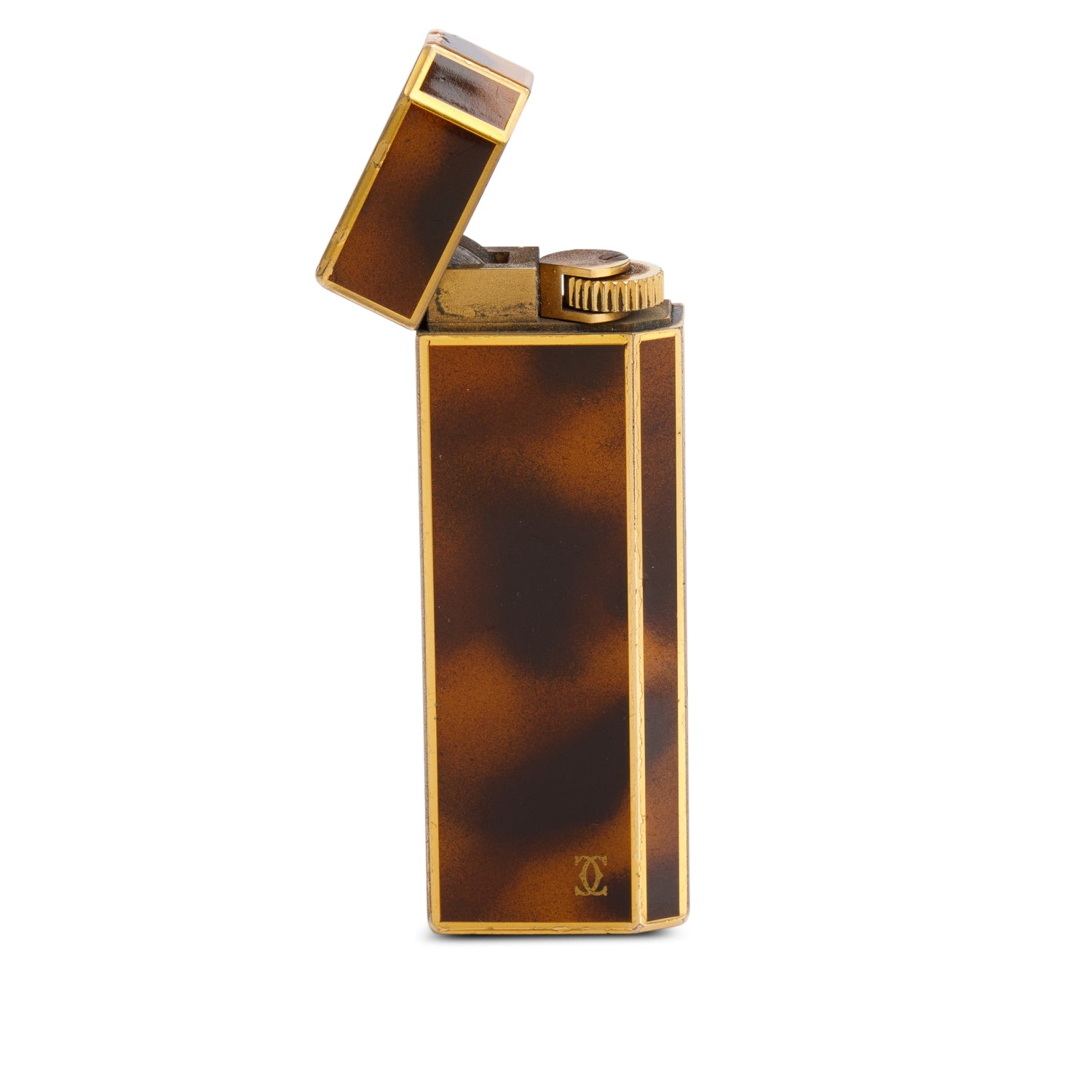 Cartier Vintage Gold-Plated Brown Lacquer Lighter