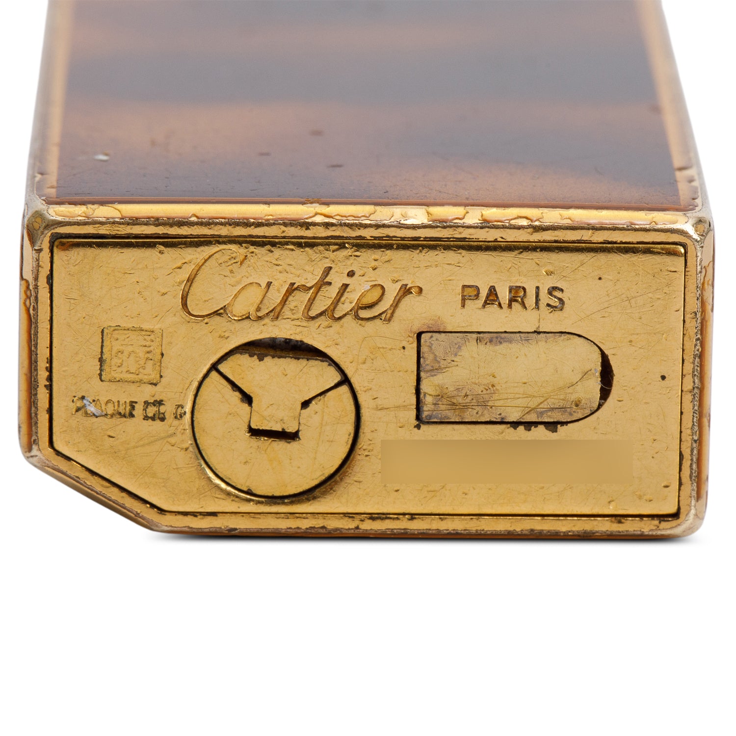 Cartier Vintage Gold-Plated Brown Lacquer Lighter