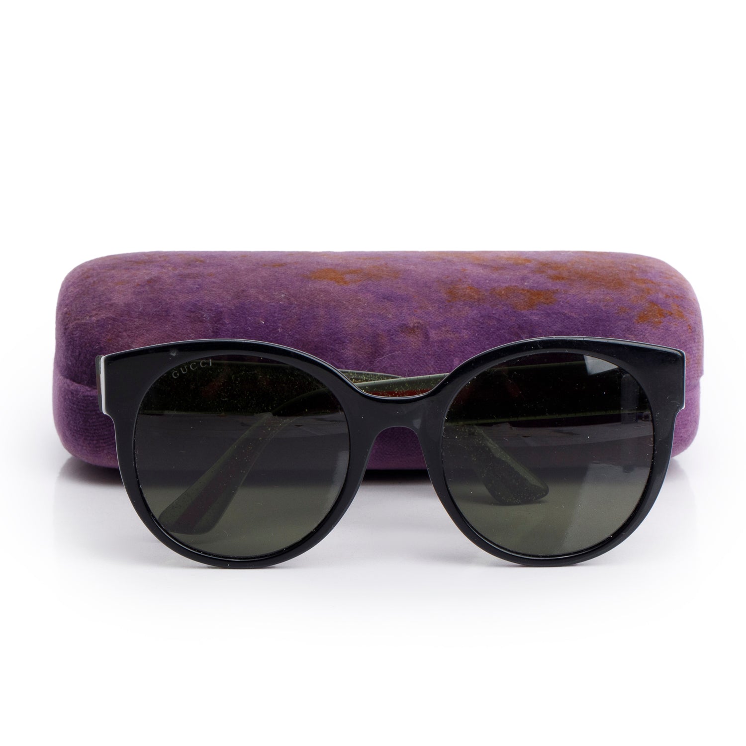 Gucci GG035S Black Acetate Interlocking GG Web Square Sunglasses w/ Case
