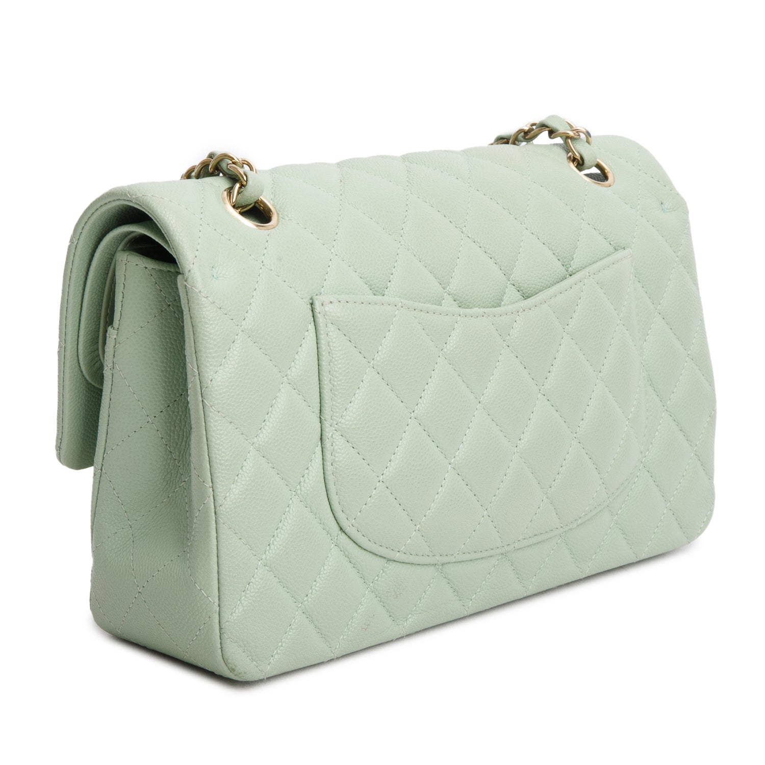 Chanel Green Caviar Quilted Medium Double Flap Bag w/ Box