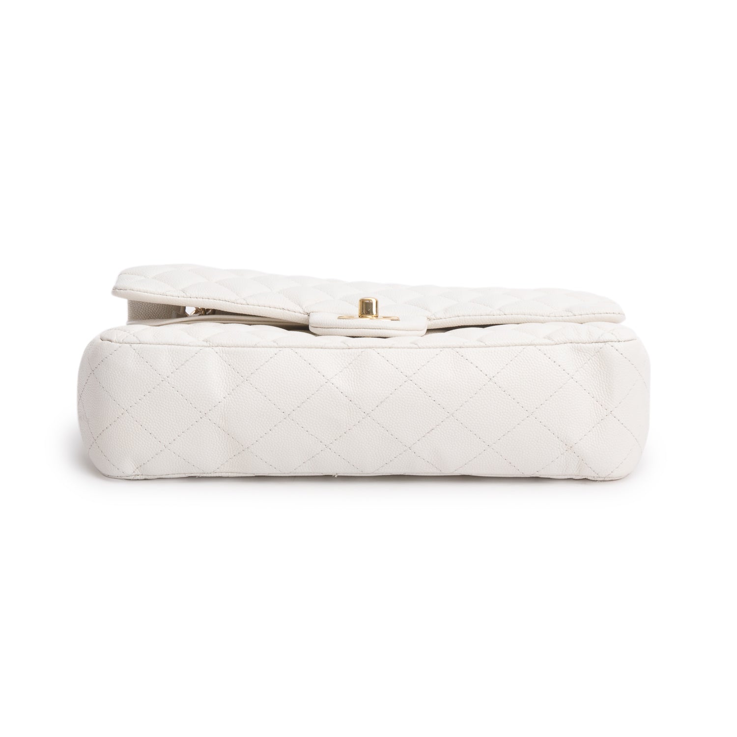 Chanel White Caviar Quilted Medium Double Flap Bag w/ Box