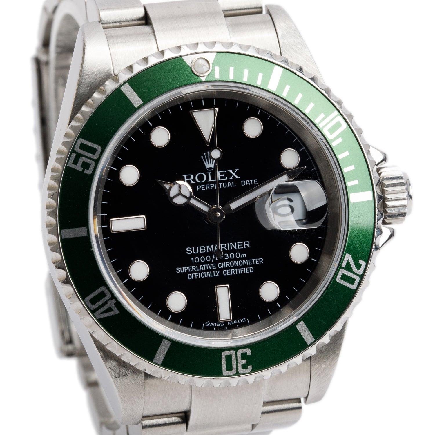 Rolex Stainless Steel Submariner Date 'Kermit' 40 MM Watch 16610T w/ Box & Papers